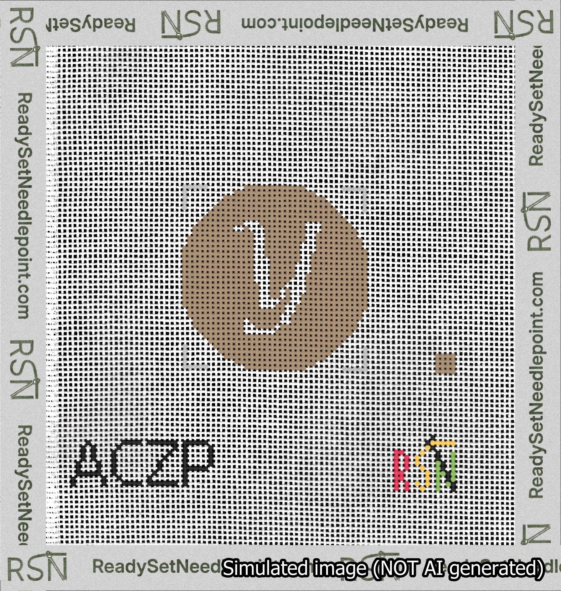 Circle Initial Y Needlepoint Canvas Design