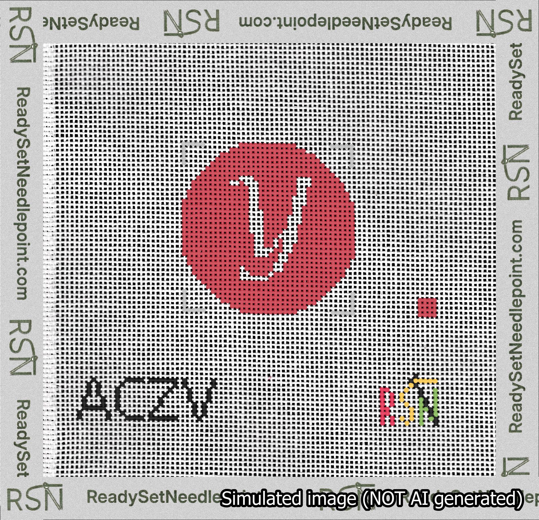 Circle Initial Y Needlepoint Canvas Design
