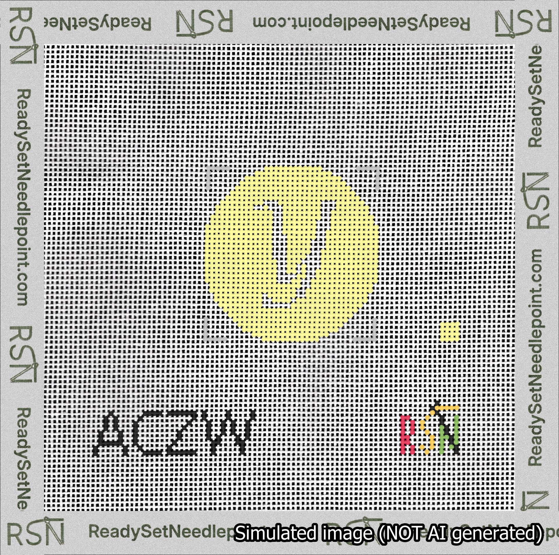 Circle Initial Y Needlepoint Canvas Design