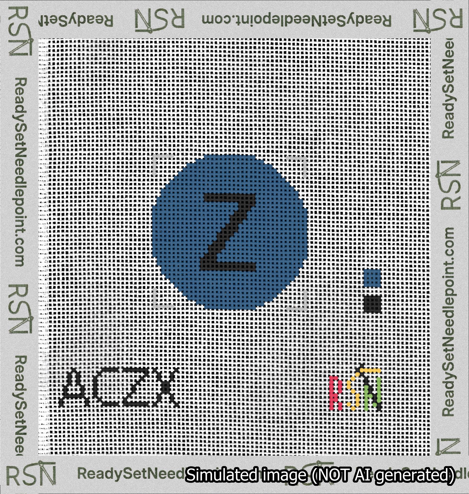Circle Initial Z Needlepoint Canvas Design