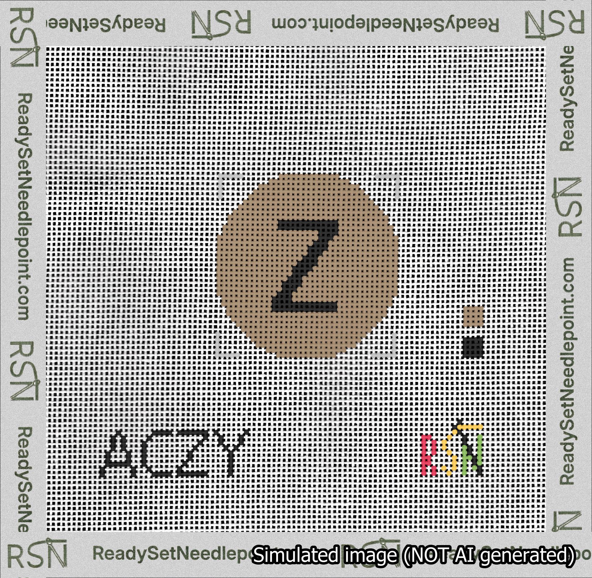 Circle Initial Z Needlepoint Canvas Design