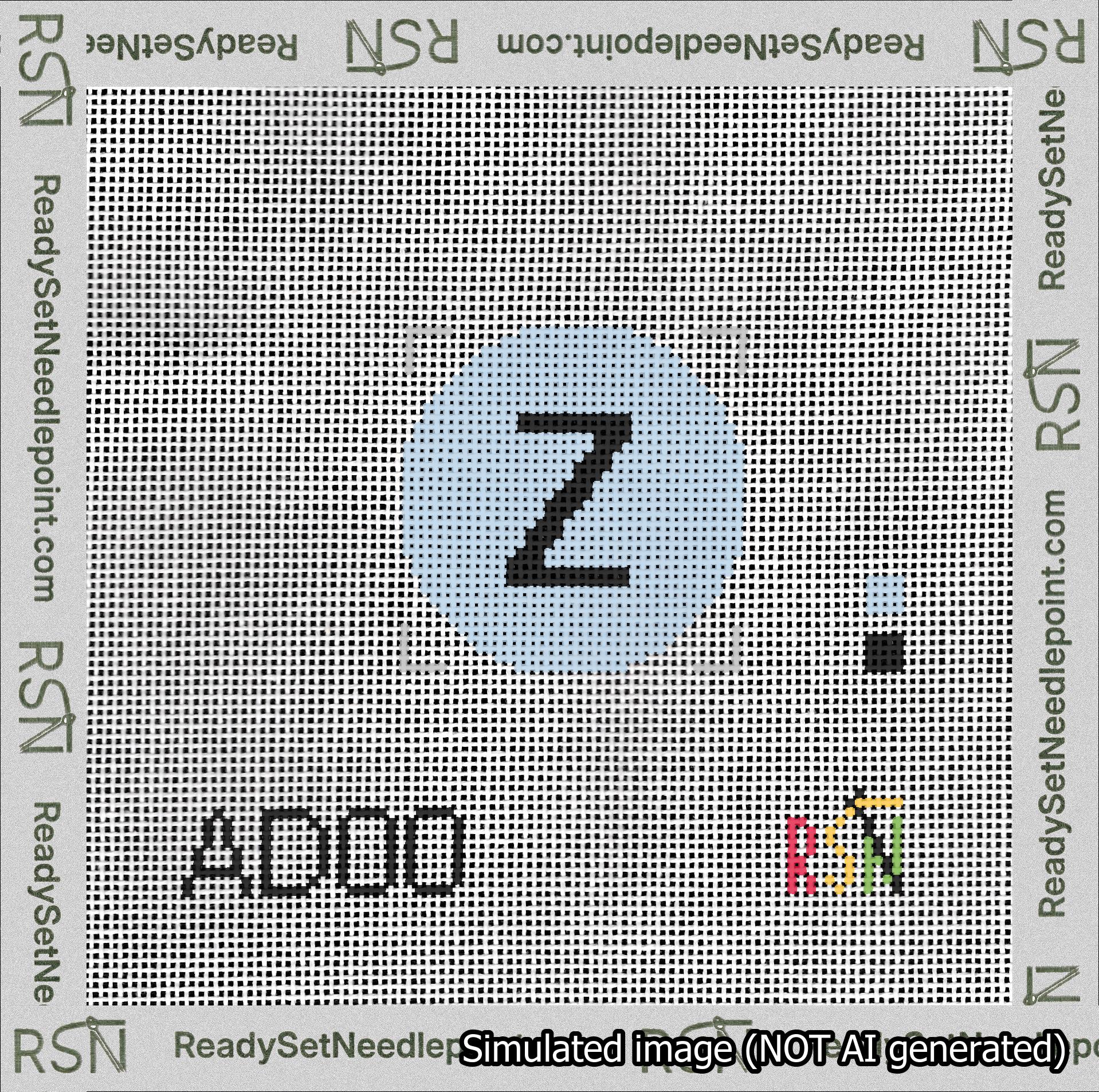 Circle Initial Z Needlepoint Canvas Design