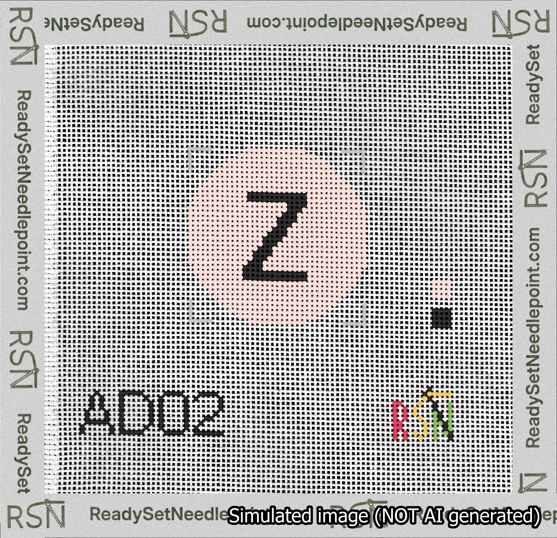 Circle Initial Z Needlepoint Canvas Design