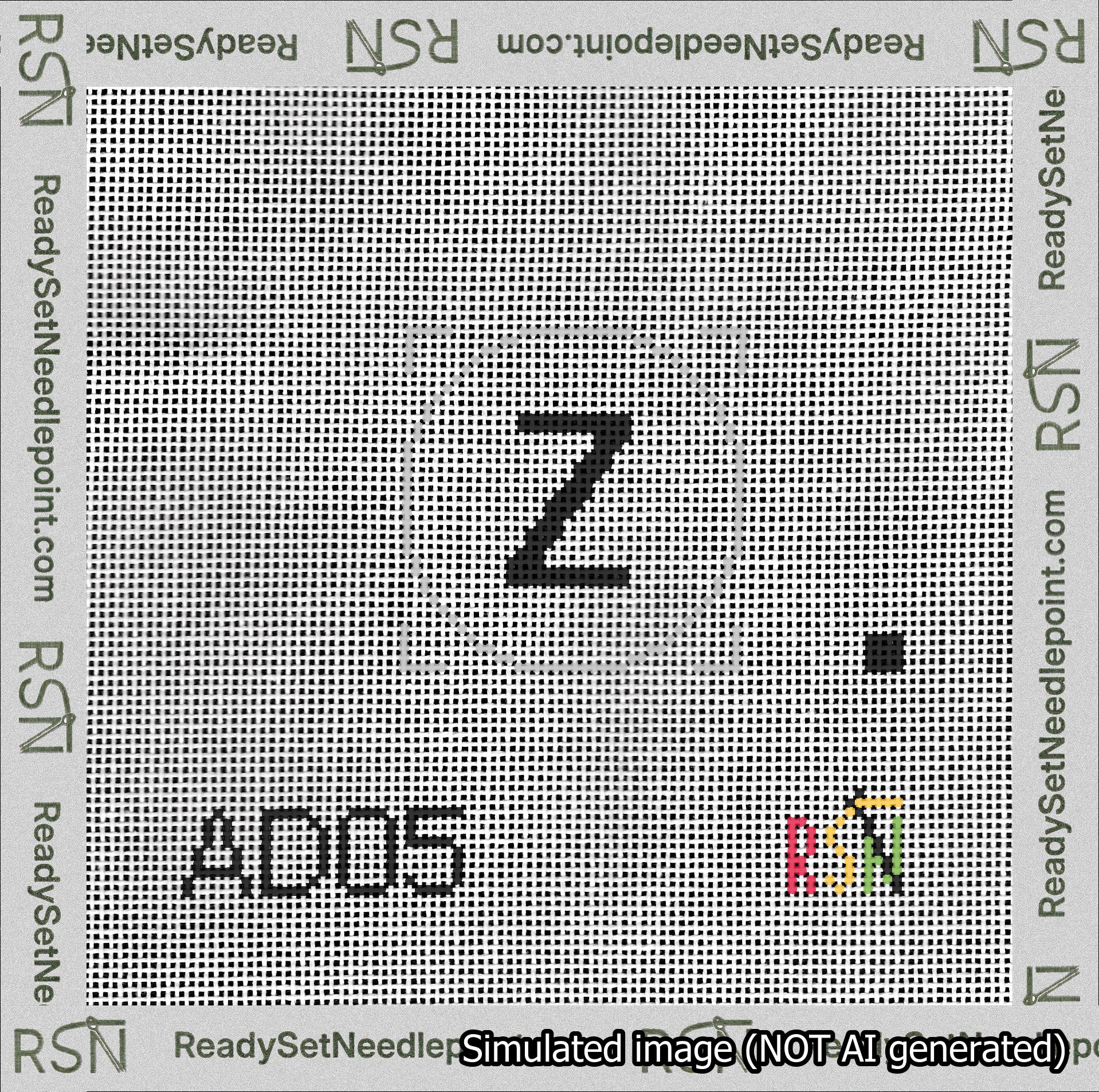 Circle Initial Z Needlepoint Canvas Design