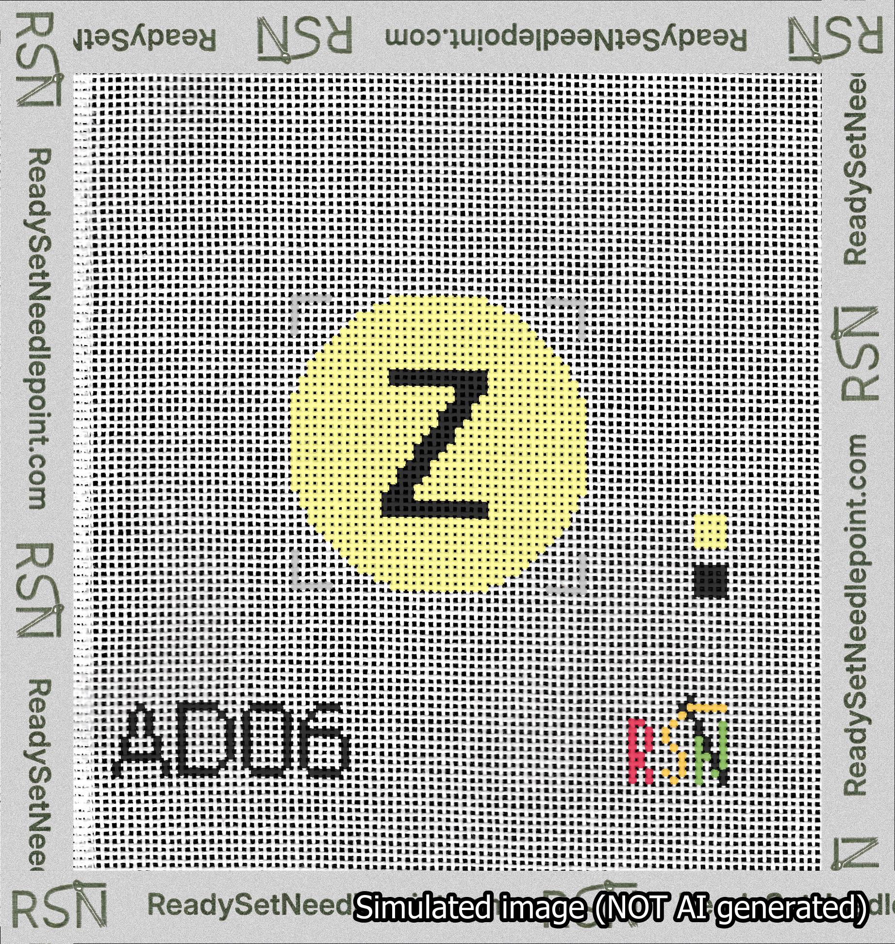 Circle Initial Z Needlepoint Canvas Design