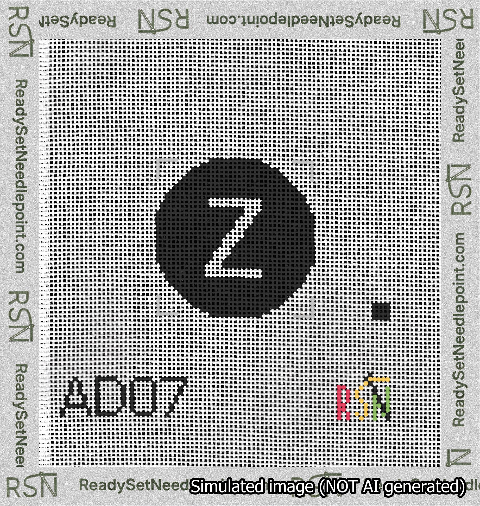 Circle Initial Z Needlepoint Canvas Design