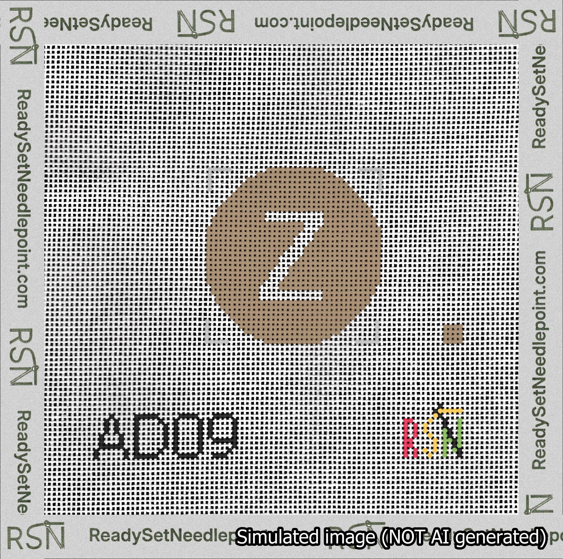 Circle Initial Z Needlepoint Canvas Design