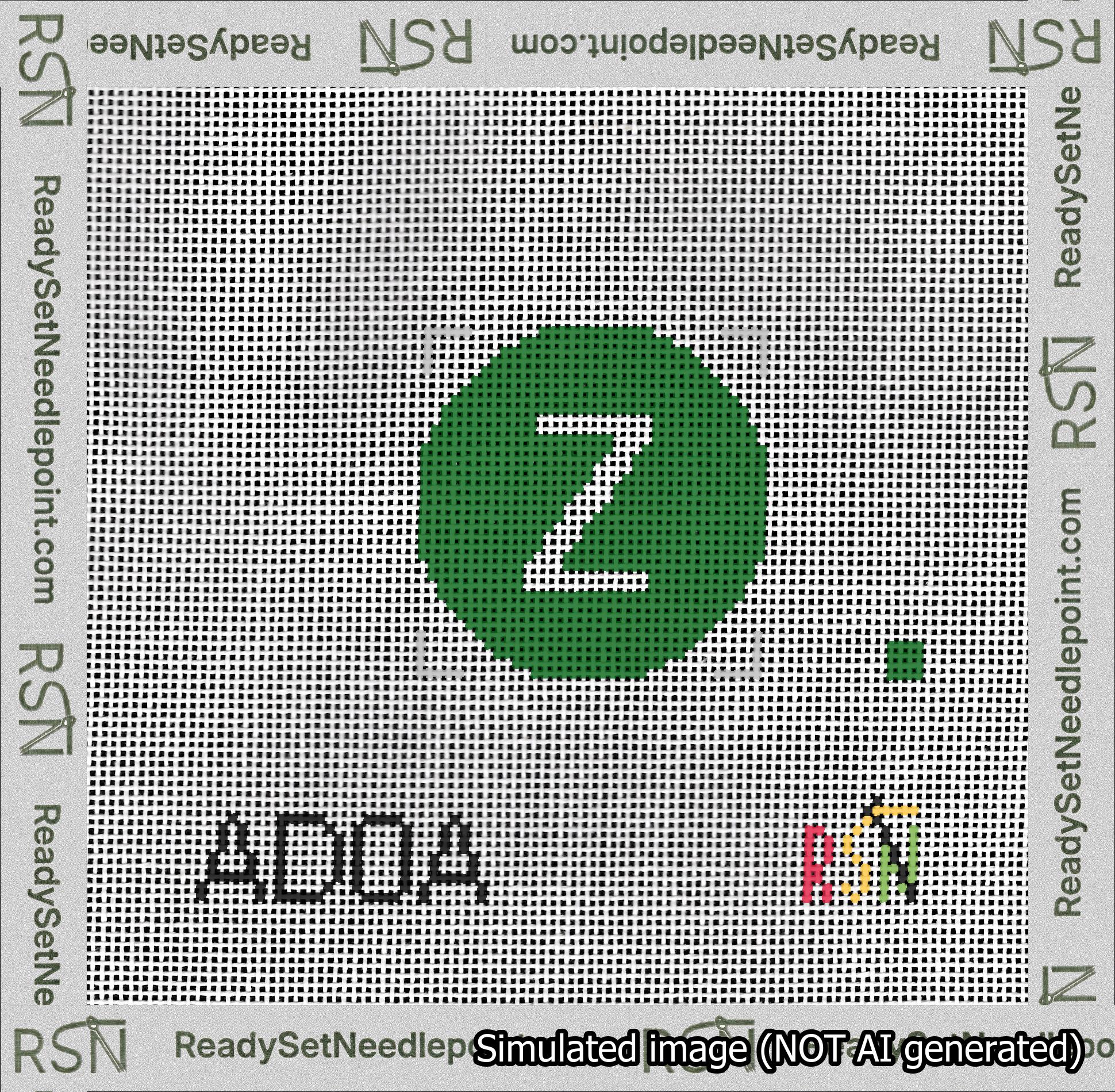 Circle Initial Z Needlepoint Canvas Design
