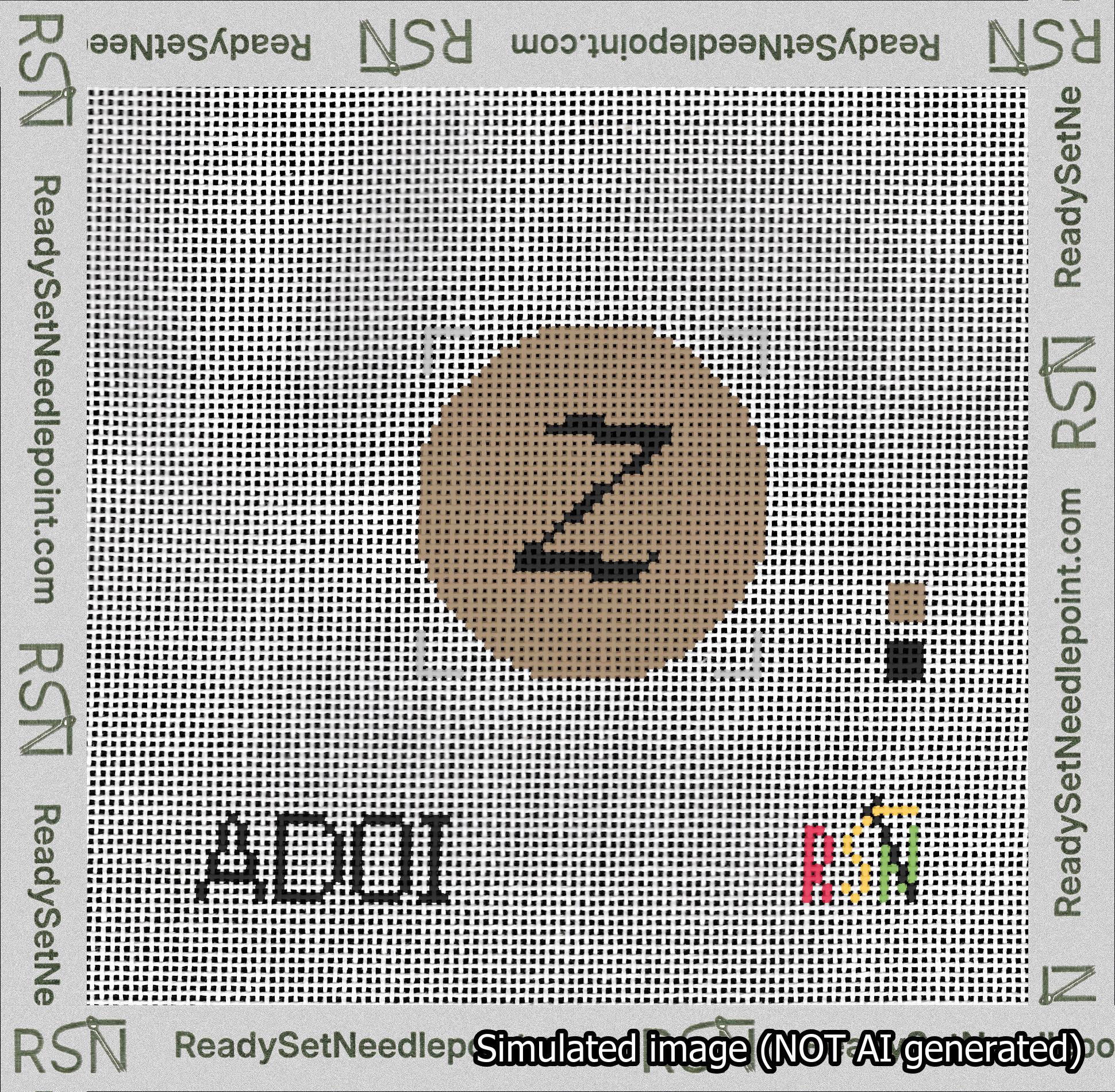 Circle Initial Z Needlepoint Canvas Design