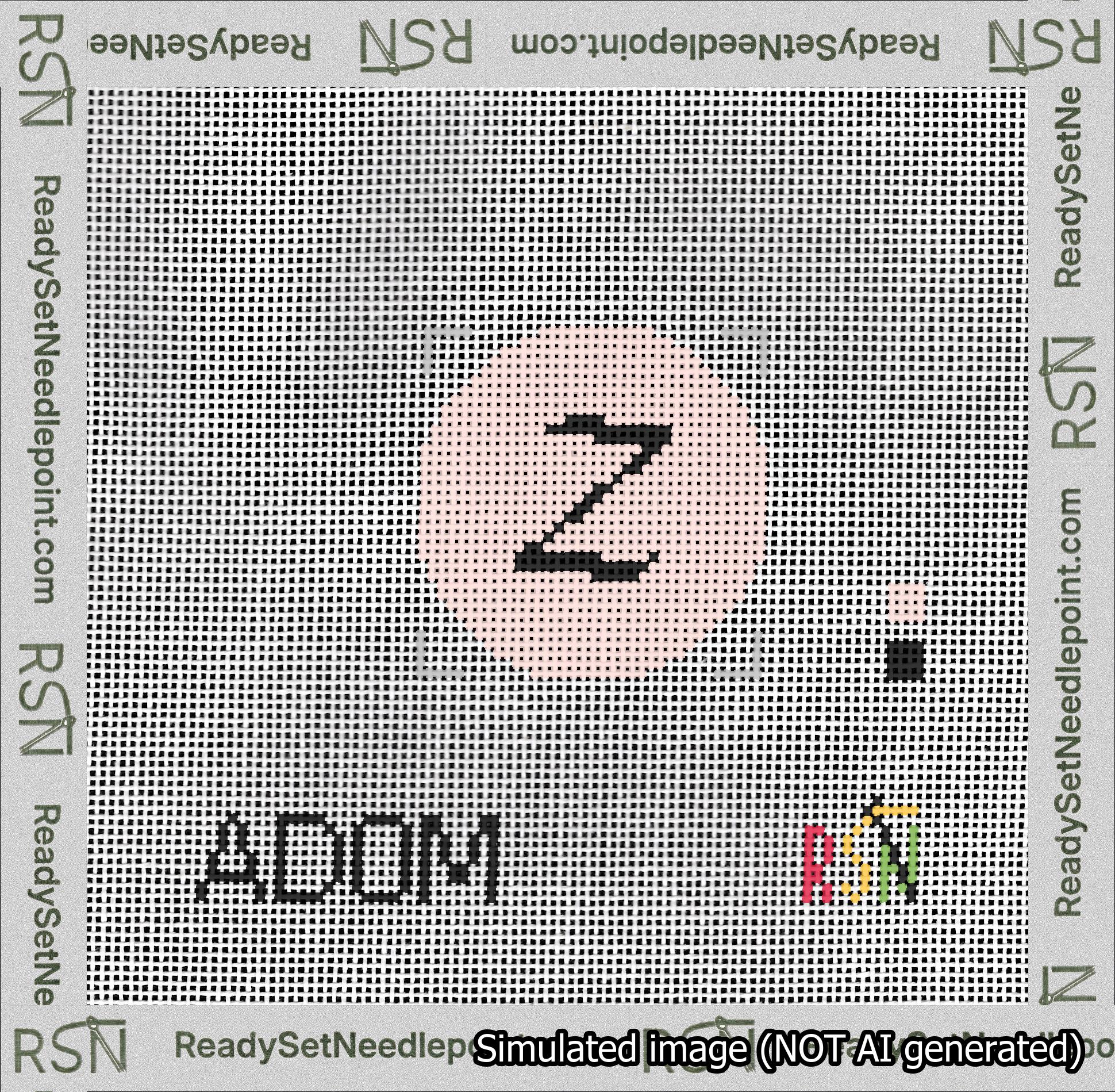Circle Initial Z Needlepoint Canvas Design