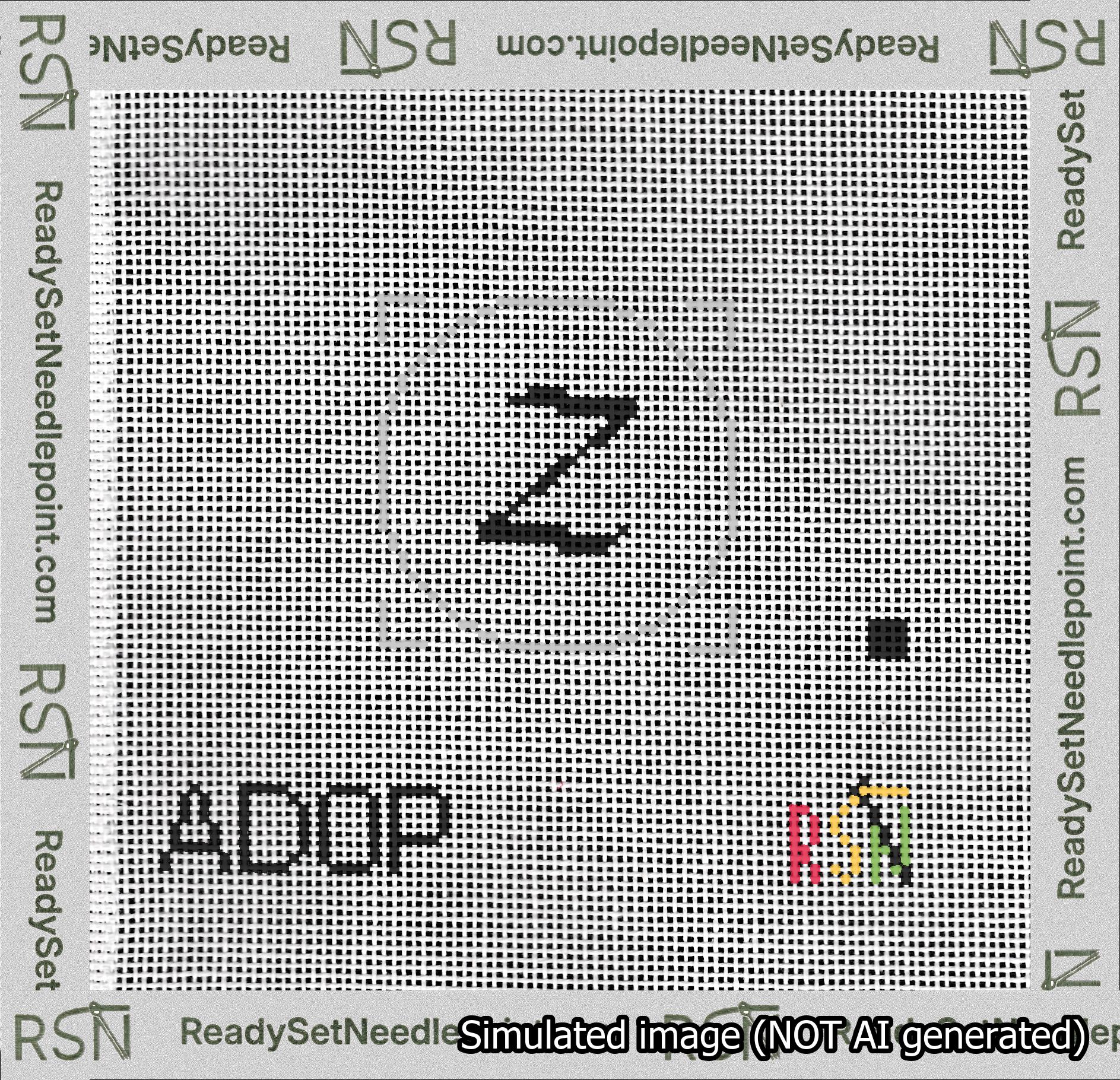 Circle Initial Z Needlepoint Canvas Design