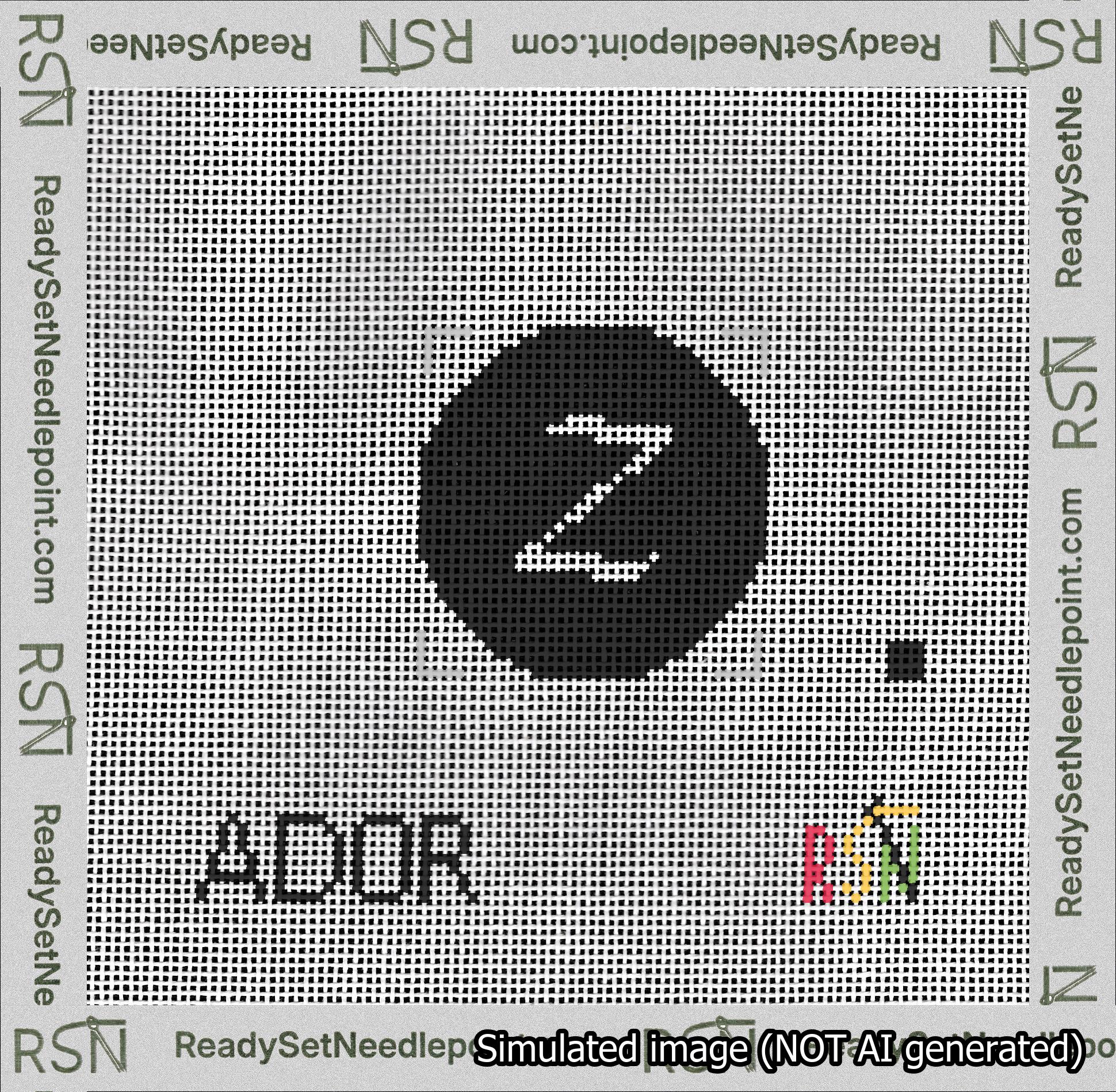 Circle Initial Z Needlepoint Canvas Design