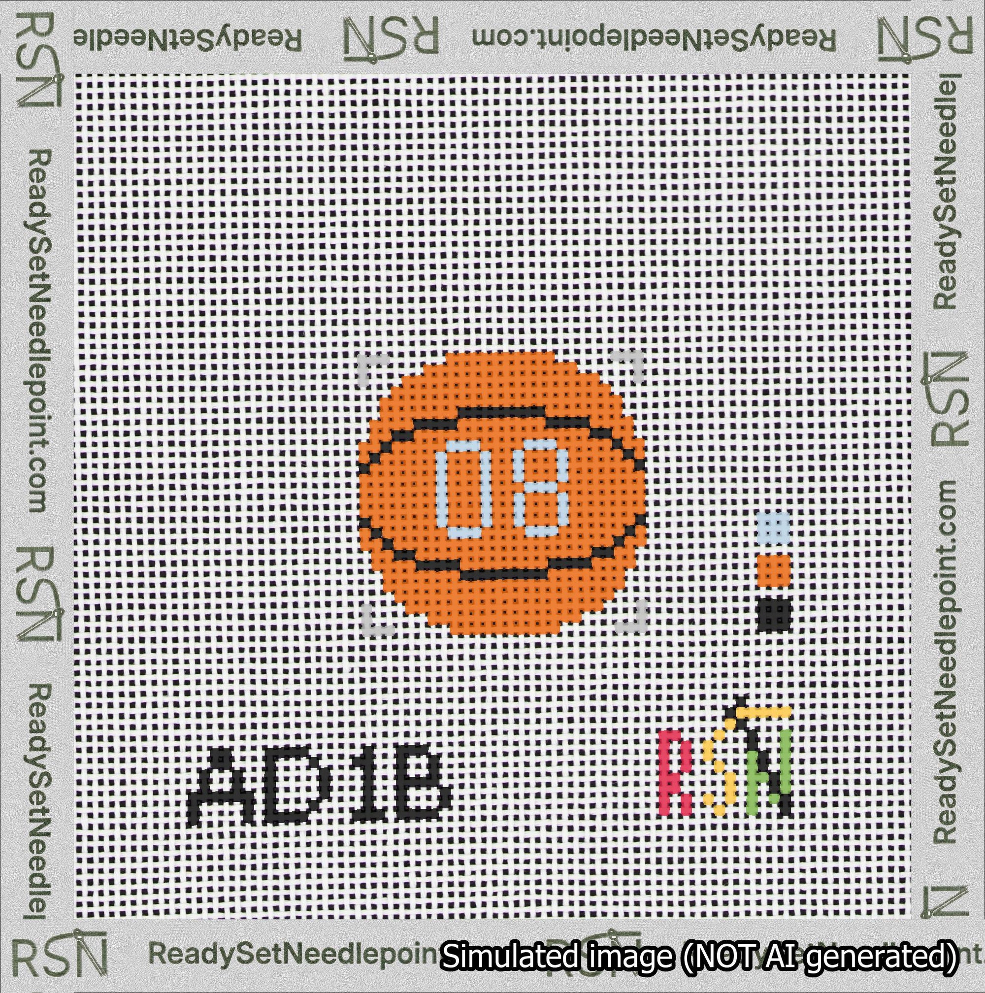 Basketball Bag Charm Light Blue 0-49 Needlepoint Canvas Design