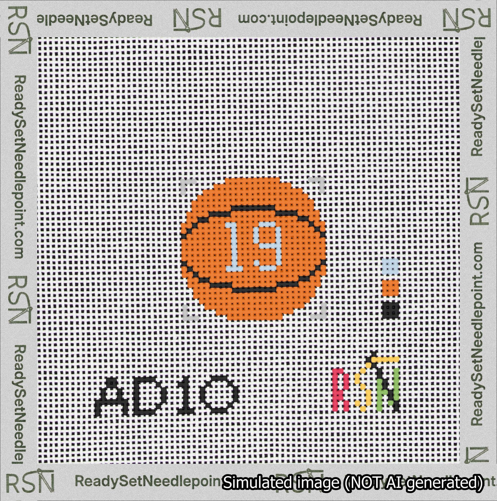 Basketball Bag Charm Light Blue 0-49 Needlepoint Canvas Design