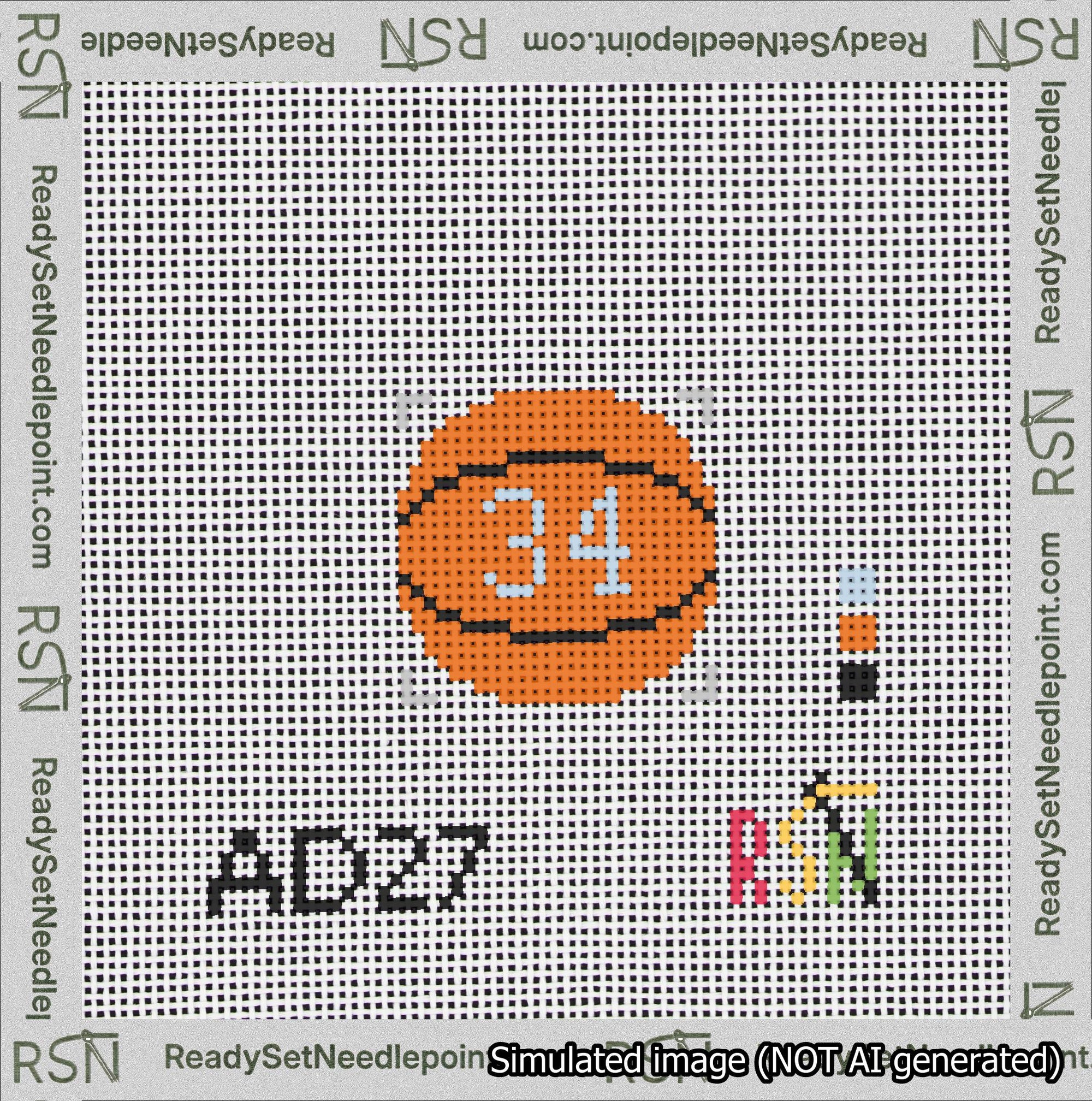 Basketball Bag Charm Light Blue 0-49 Needlepoint Canvas Design