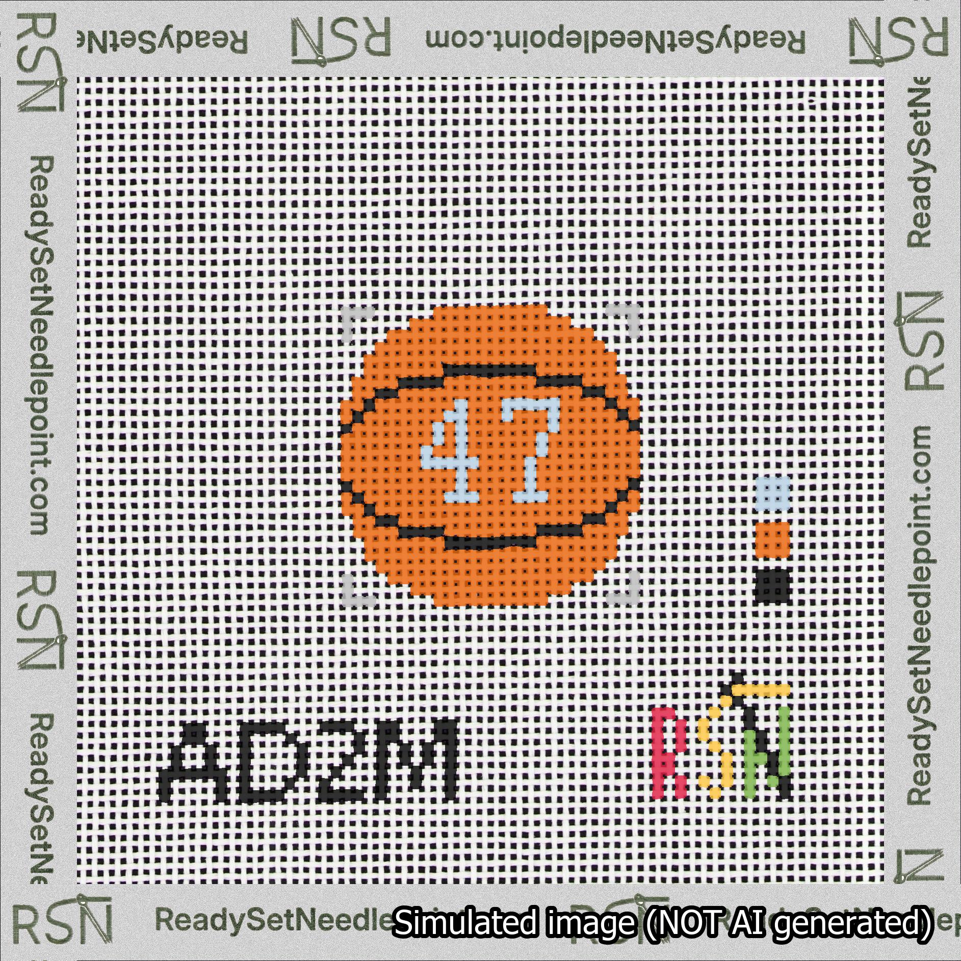 Basketball Bag Charm Light Blue 0-49 Needlepoint Canvas Design