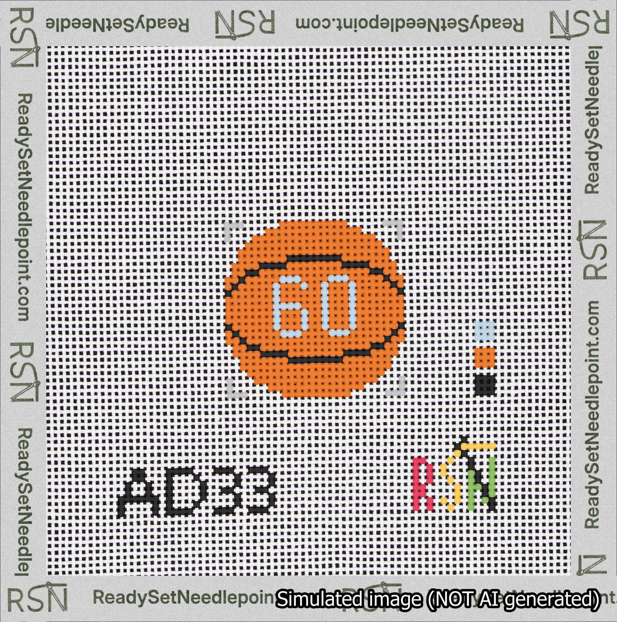 Basketball Bag Charm Light Blue 50-99 Needlepoint Canvas Design