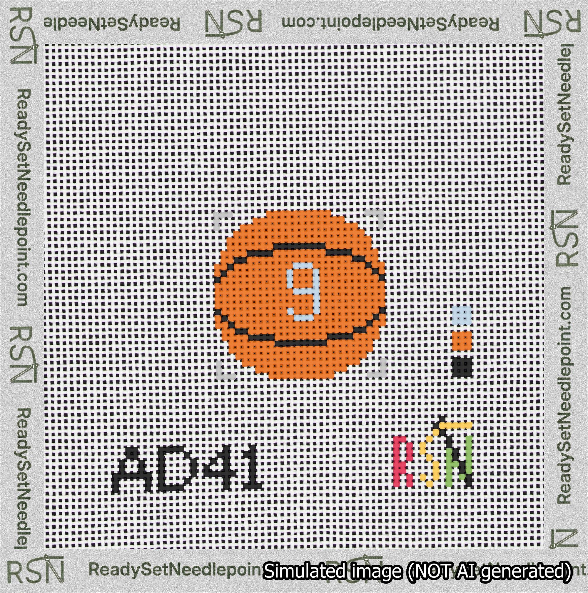 Basketball Bag Charm Light Blue 0-49 Needlepoint Canvas Design