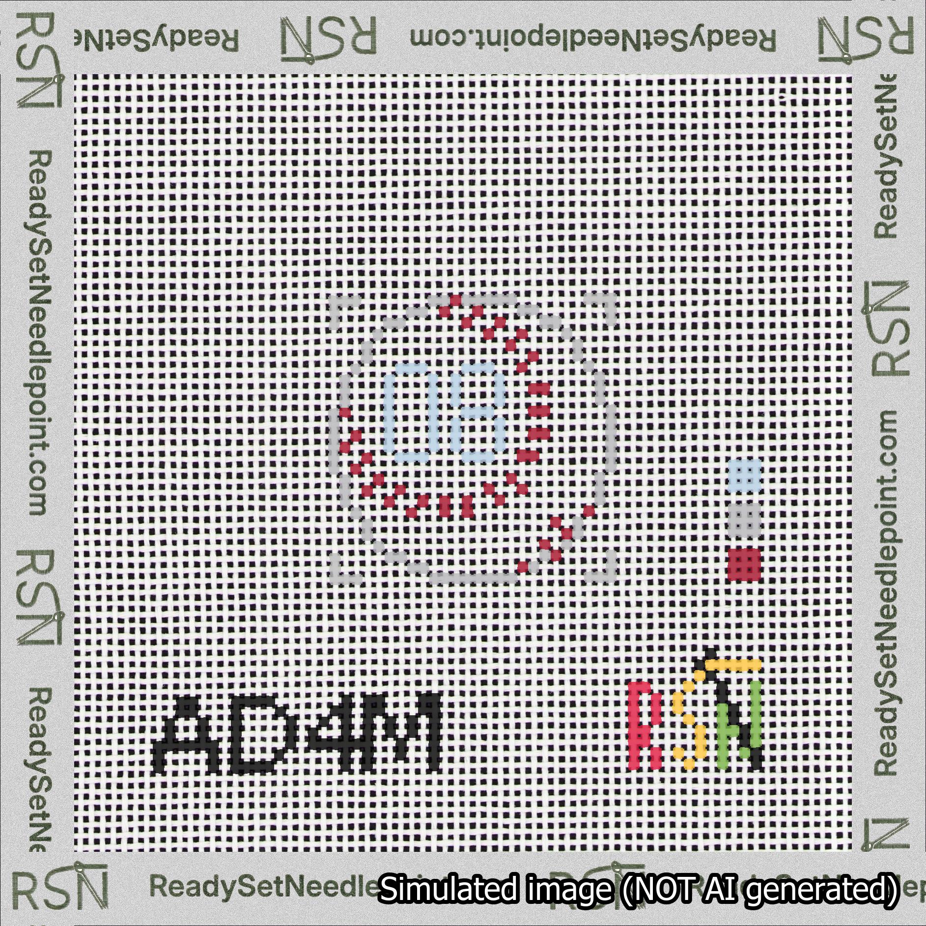 Baseball Bag Charm Light Blue 0-49 Needlepoint Canvas Design