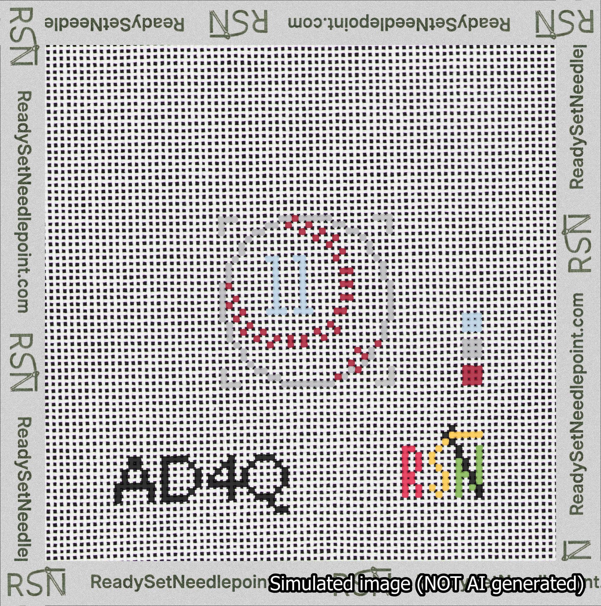 Baseball Bag Charm Light Blue 0-49 Needlepoint Canvas Design