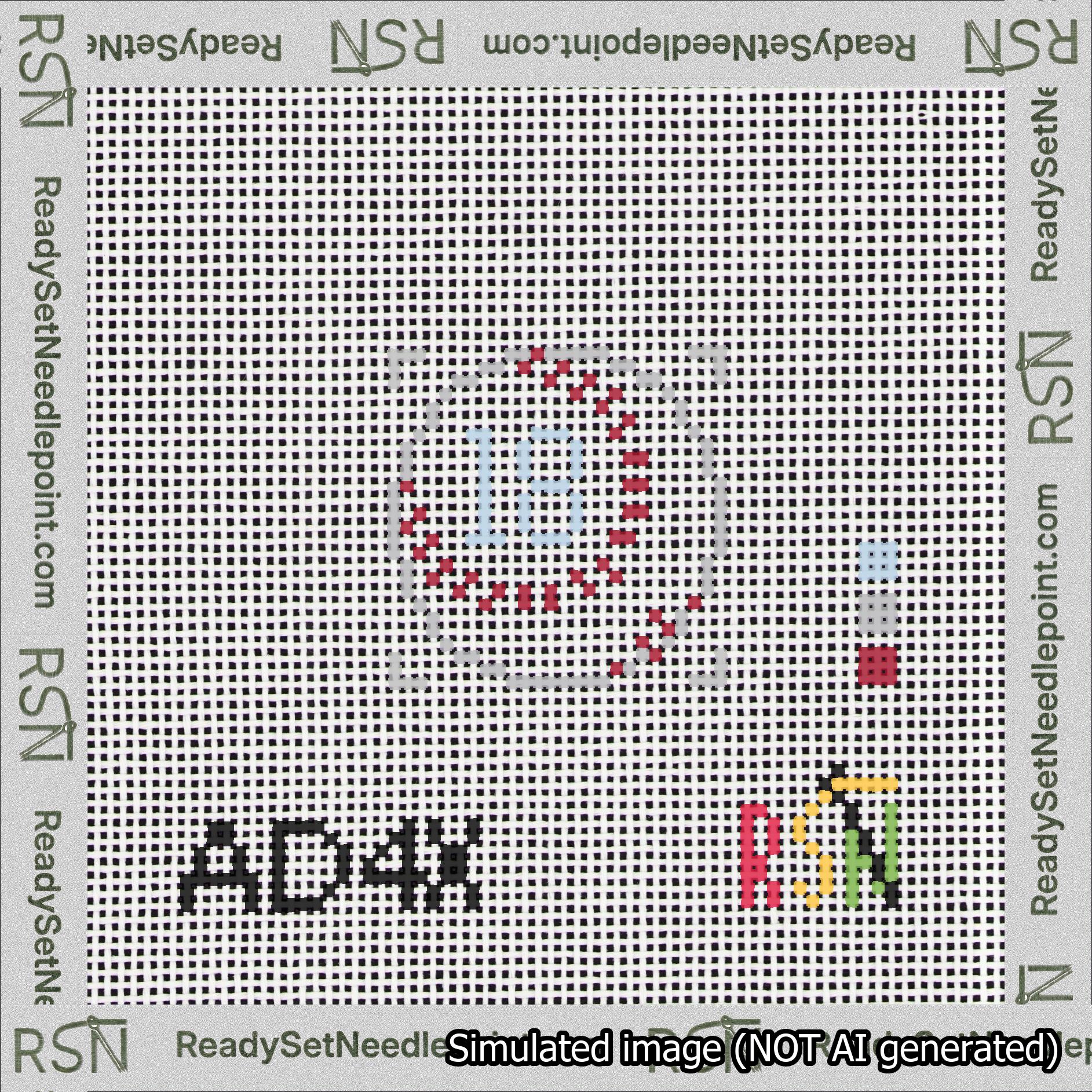 Baseball Bag Charm Light Blue 0-49 Needlepoint Canvas Design