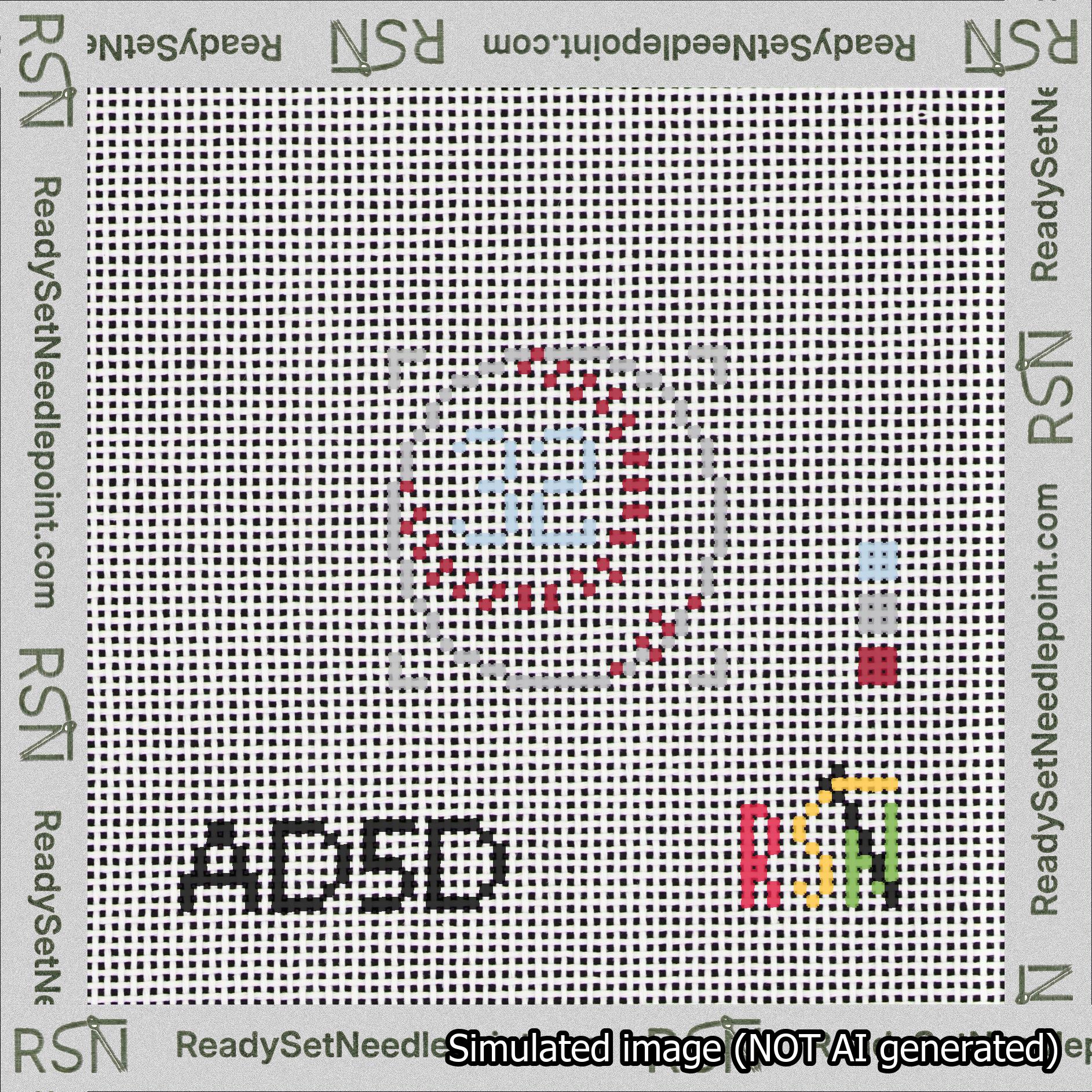 Baseball Bag Charm Light Blue 0-49 Needlepoint Canvas Design