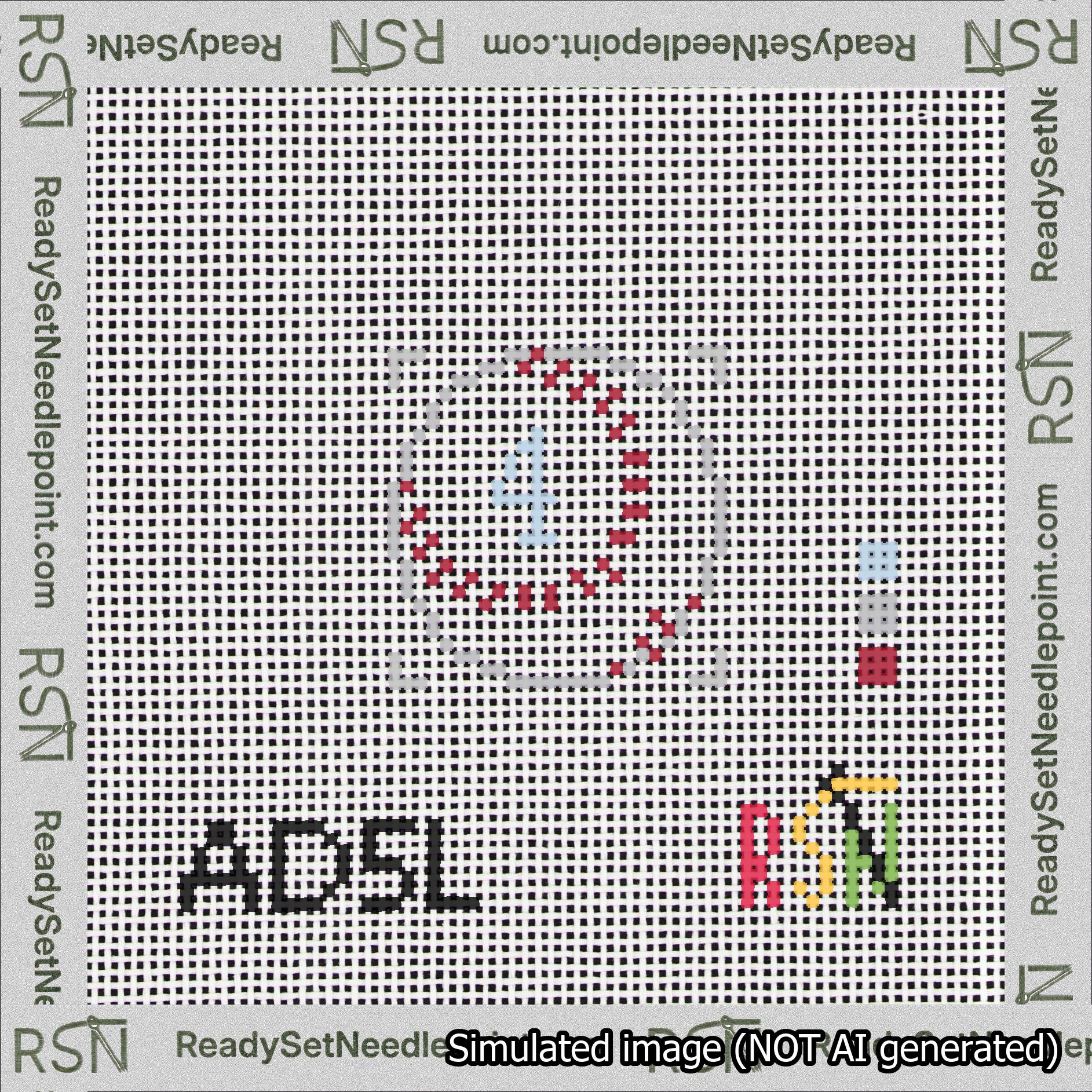 Baseball Bag Charm Light Blue 0-49 Needlepoint Canvas Design