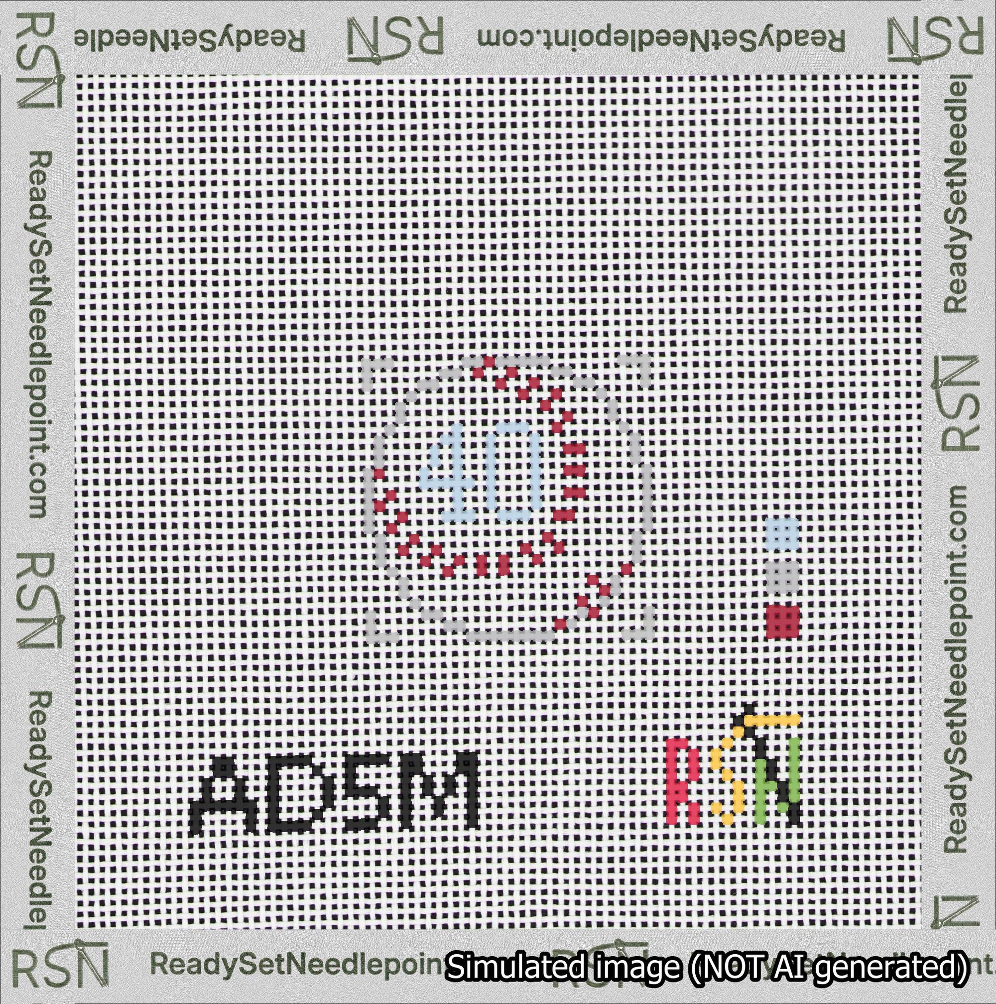 Baseball Bag Charm Light Blue 0-49 Needlepoint Canvas Design