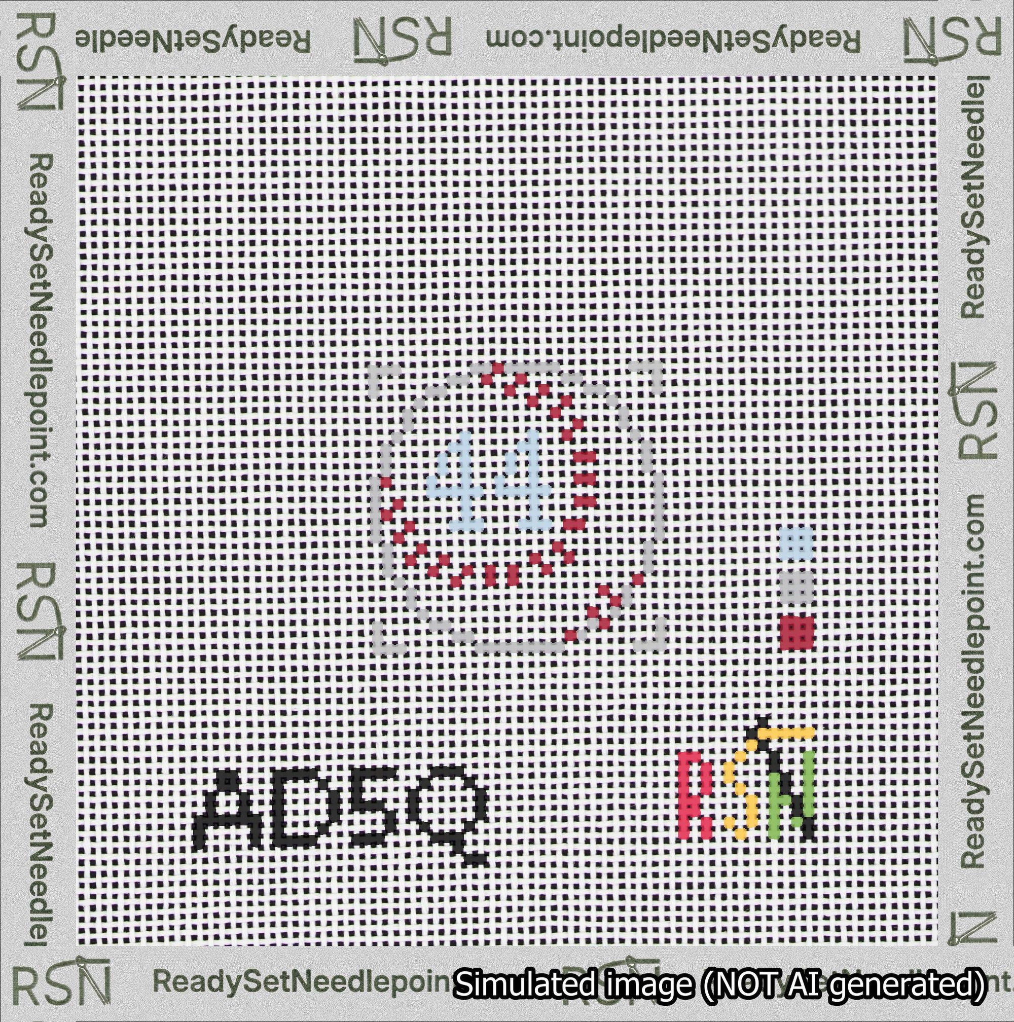 Baseball Bag Charm Light Blue 0-49 Needlepoint Canvas Design