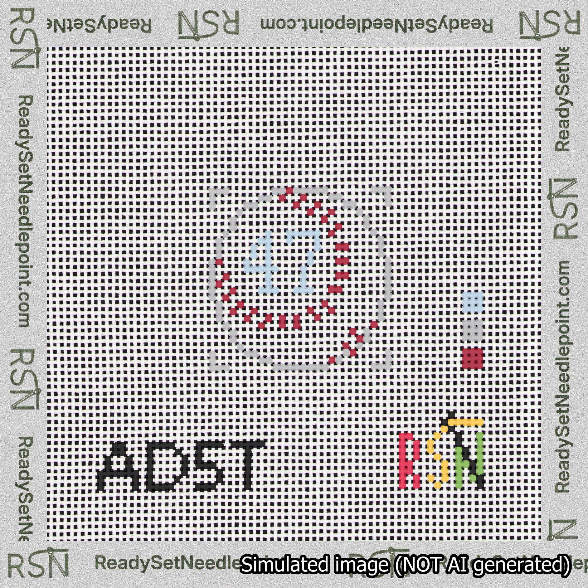 Baseball Bag Charm Light Blue 0-49 Needlepoint Canvas Design