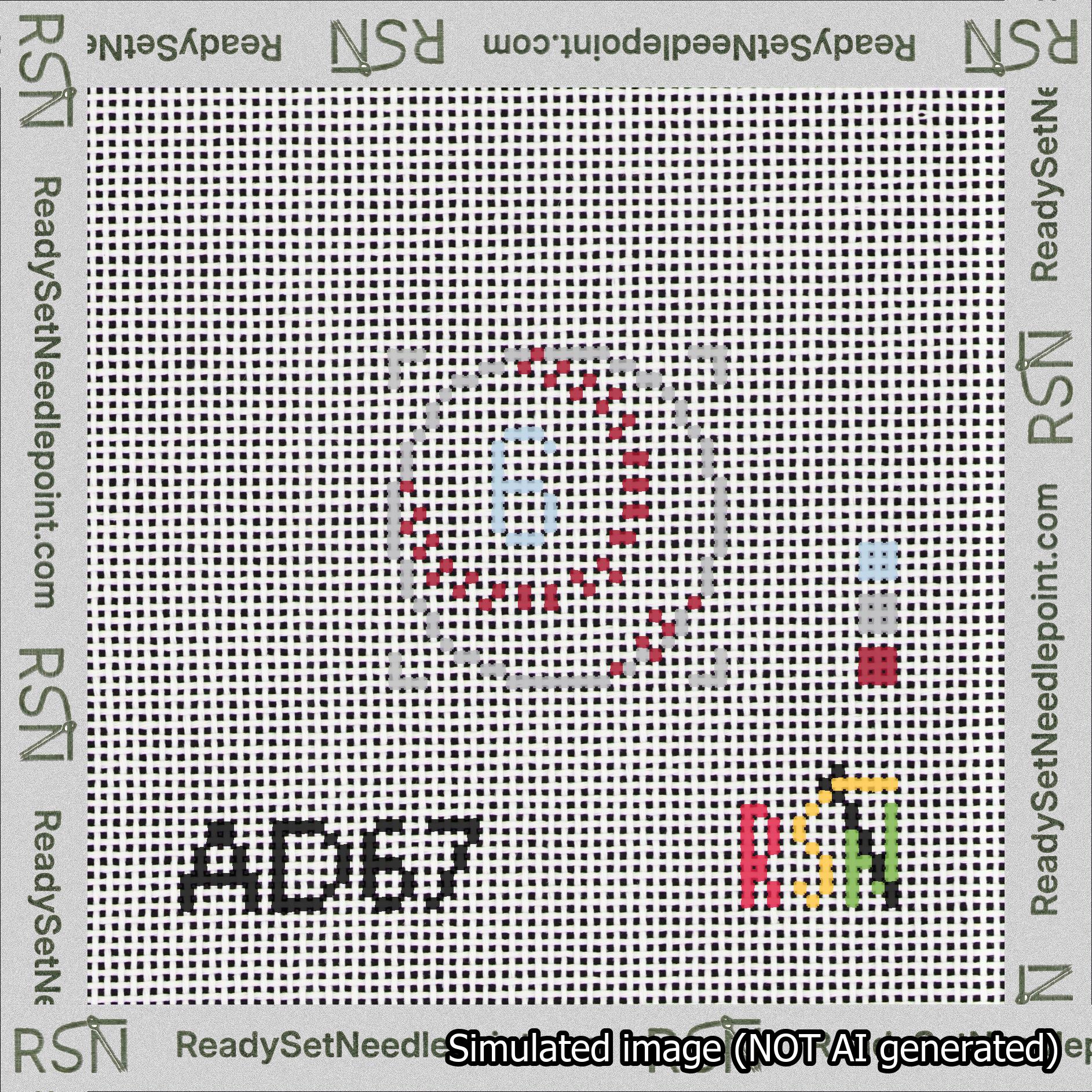 Baseball Bag Charm Light Blue 0-49 Needlepoint Canvas Design