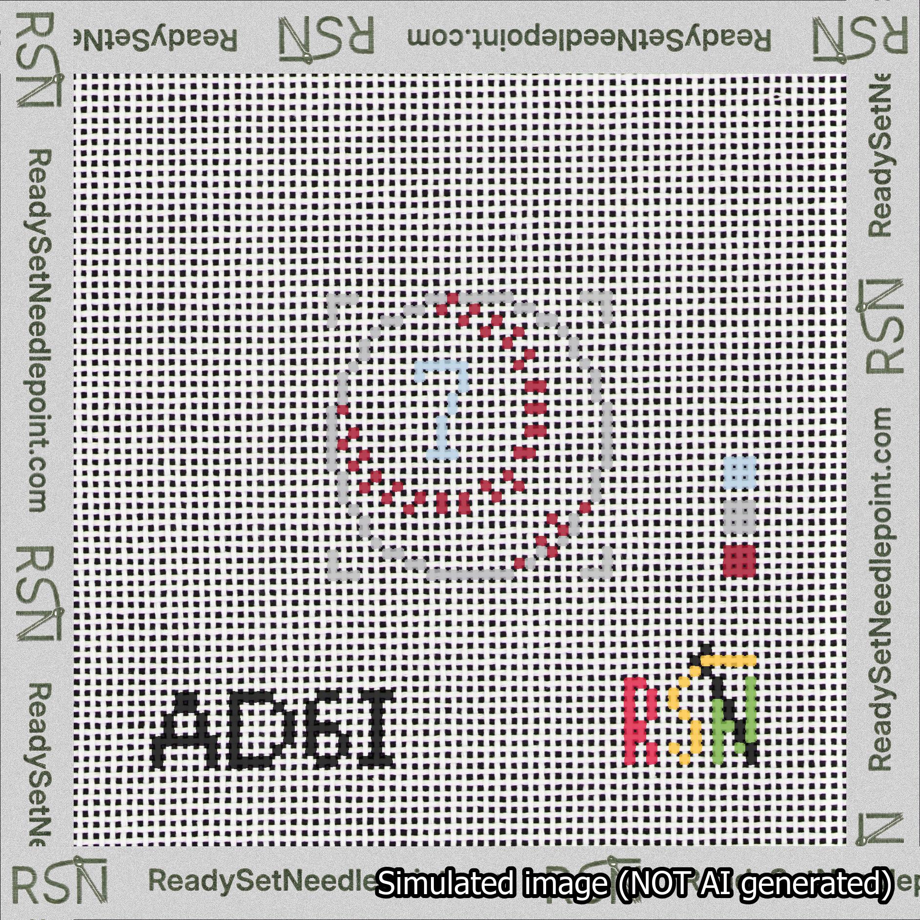 Baseball Bag Charm Light Blue 0-49 Needlepoint Canvas Design