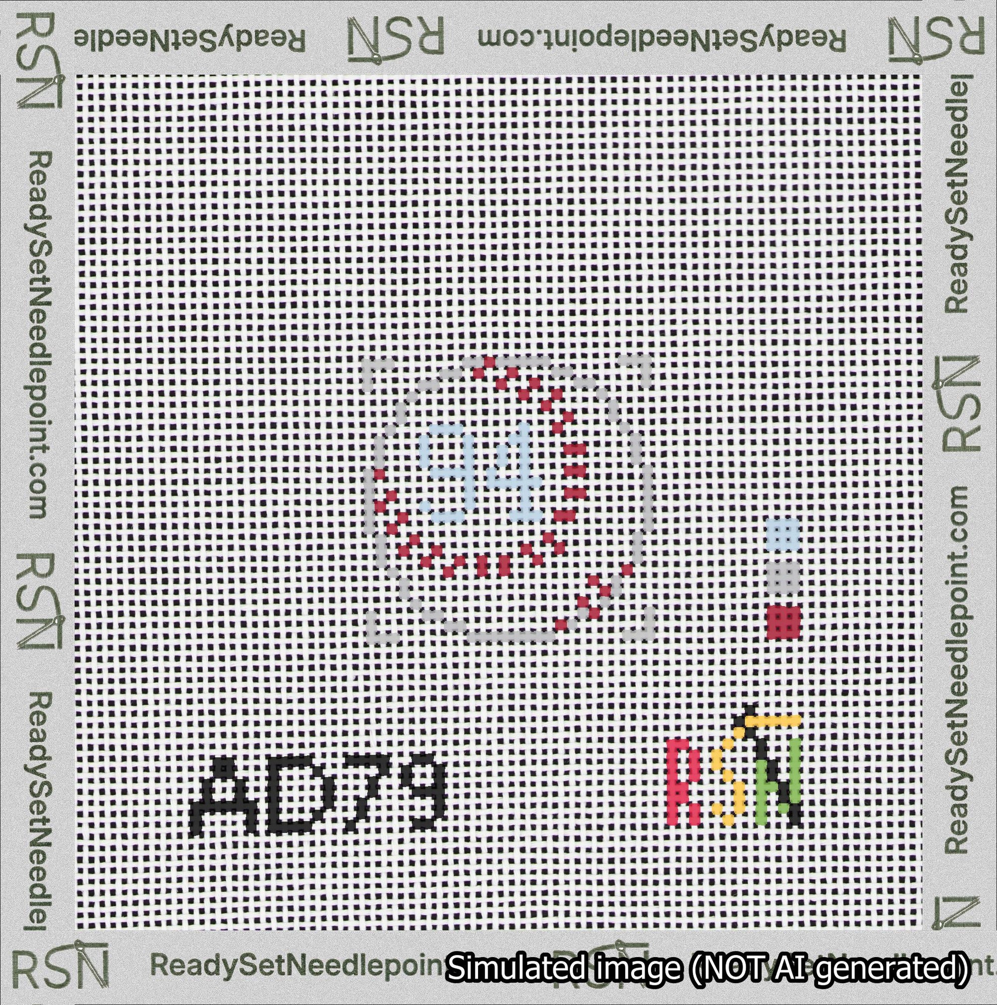 Baseball Bag Charm Light Blue 50-99 Needlepoint Canvas Design