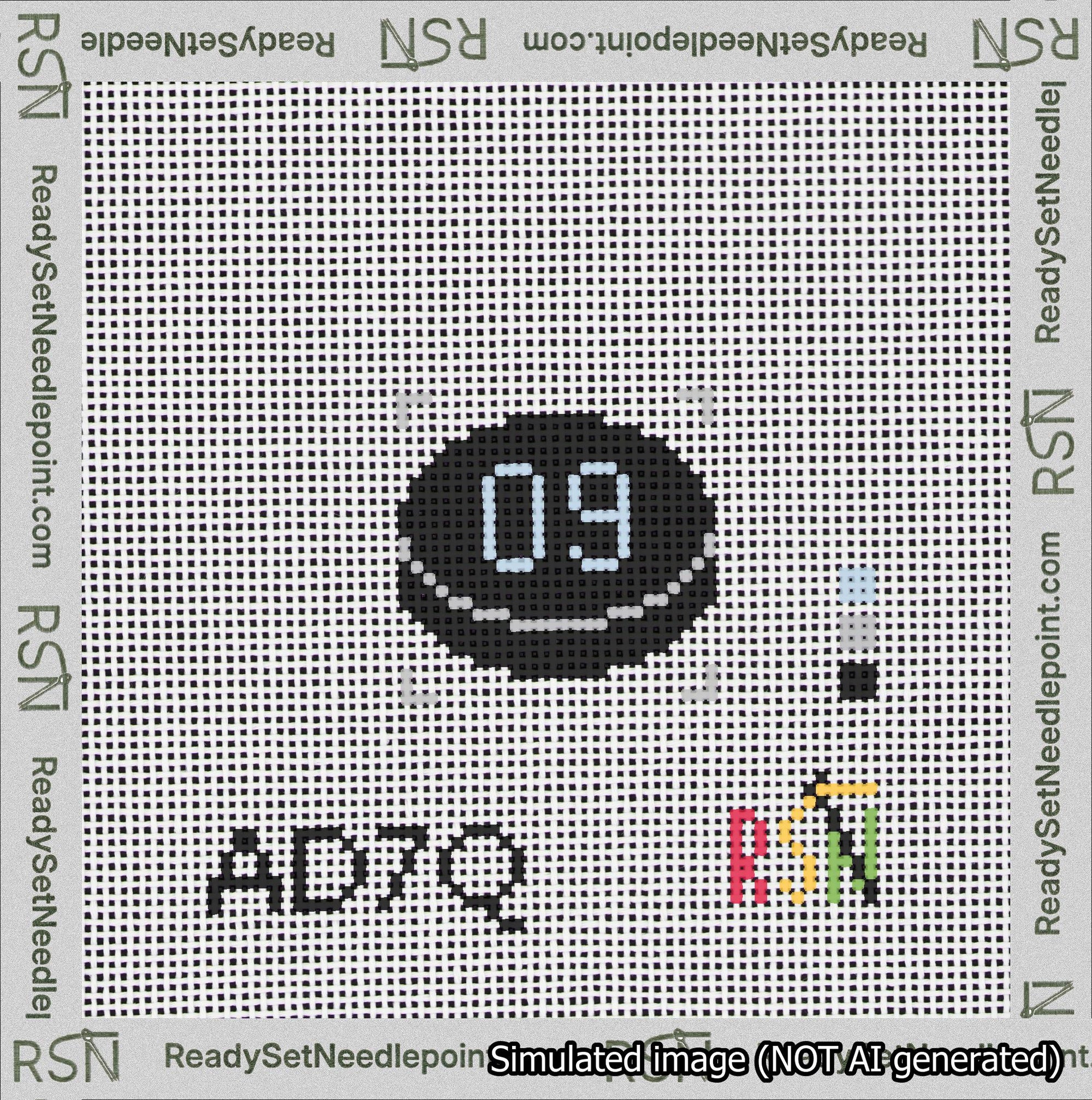 Hockey Puck Bag Charm Light Blue 0-49 Needlepoint Canvas Design