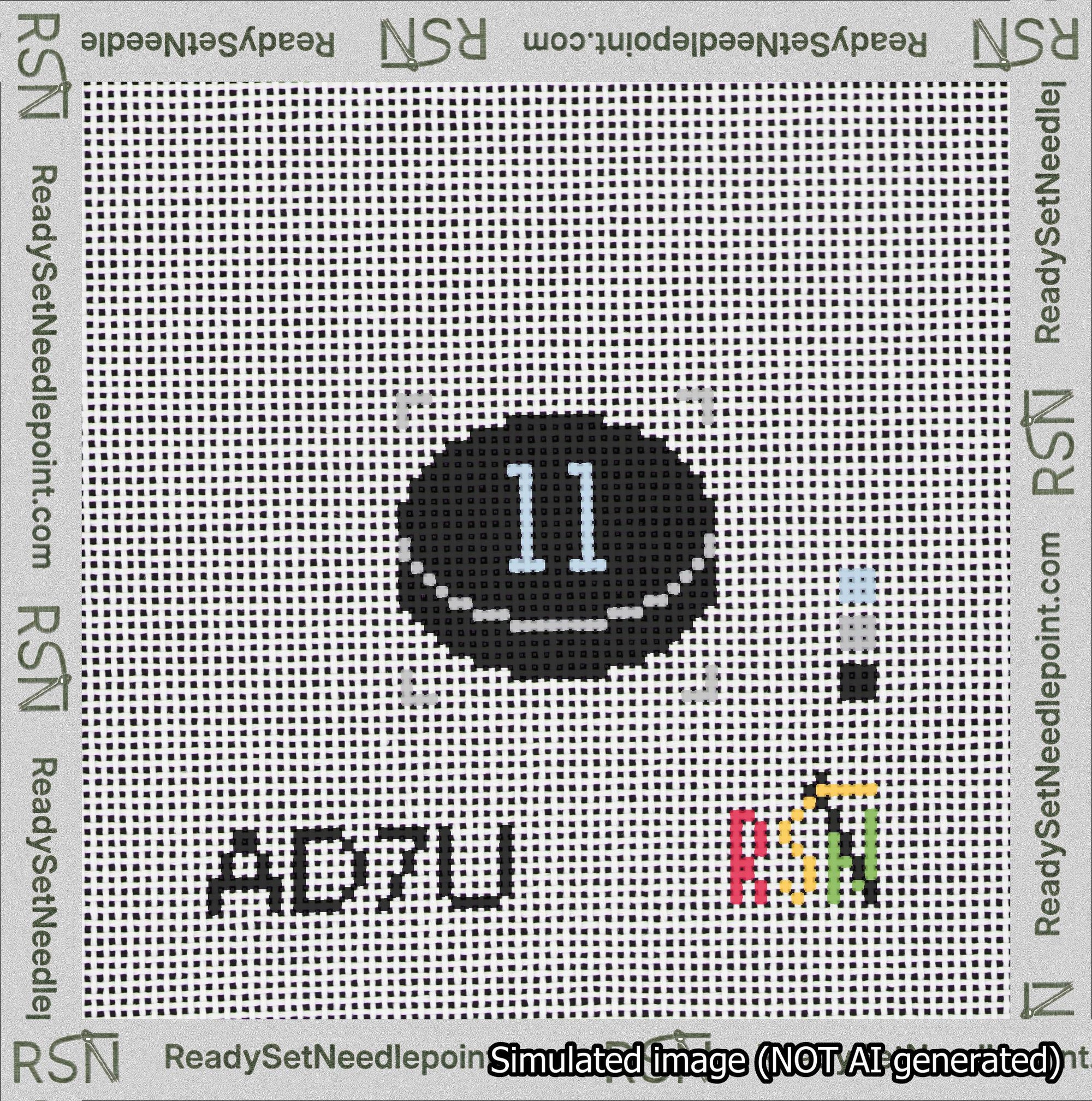 Hockey Puck Bag Charm Light Blue 0-49 Needlepoint Canvas Design