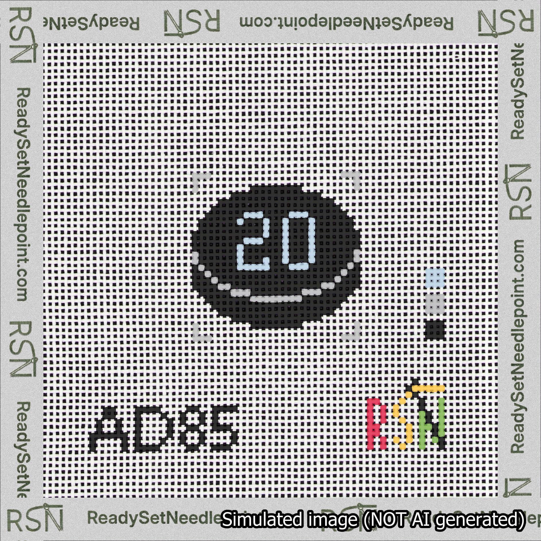 Hockey Puck Bag Charm Light Blue 0-49 Needlepoint Canvas Design