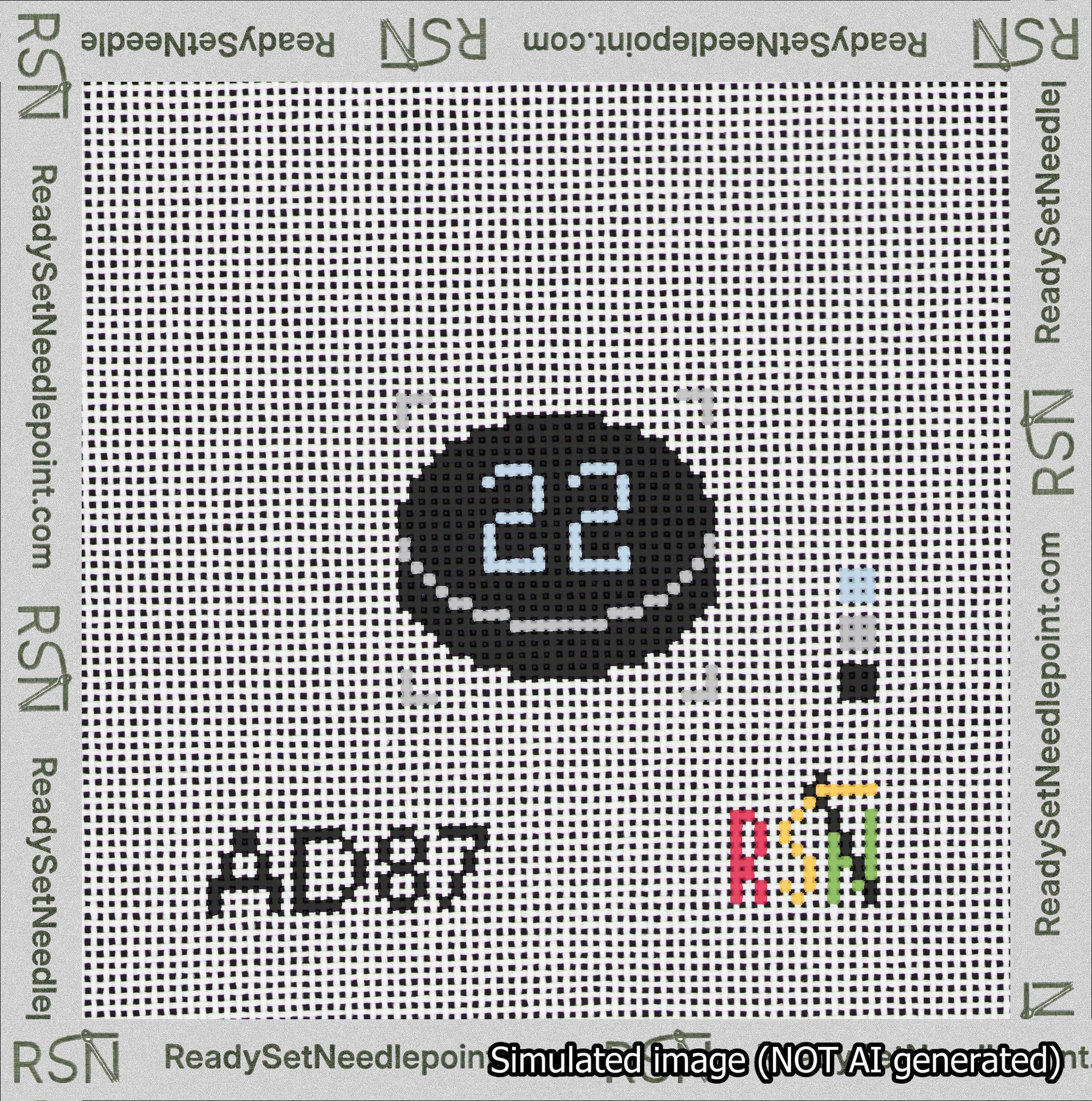 Hockey Puck Bag Charm Light Blue 0-49 Needlepoint Canvas Design