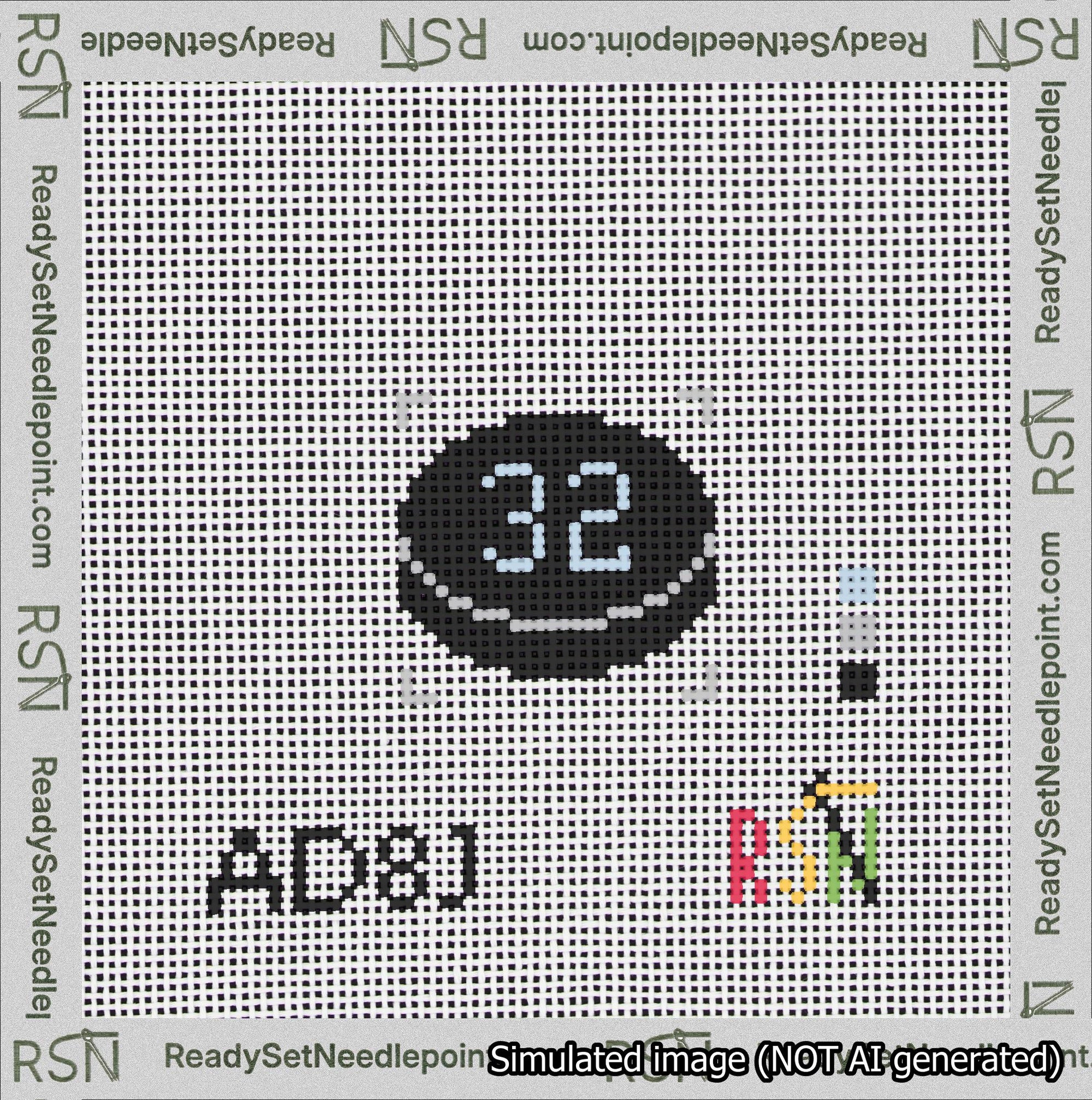 Hockey Puck Bag Charm Light Blue 0-49 Needlepoint Canvas Design