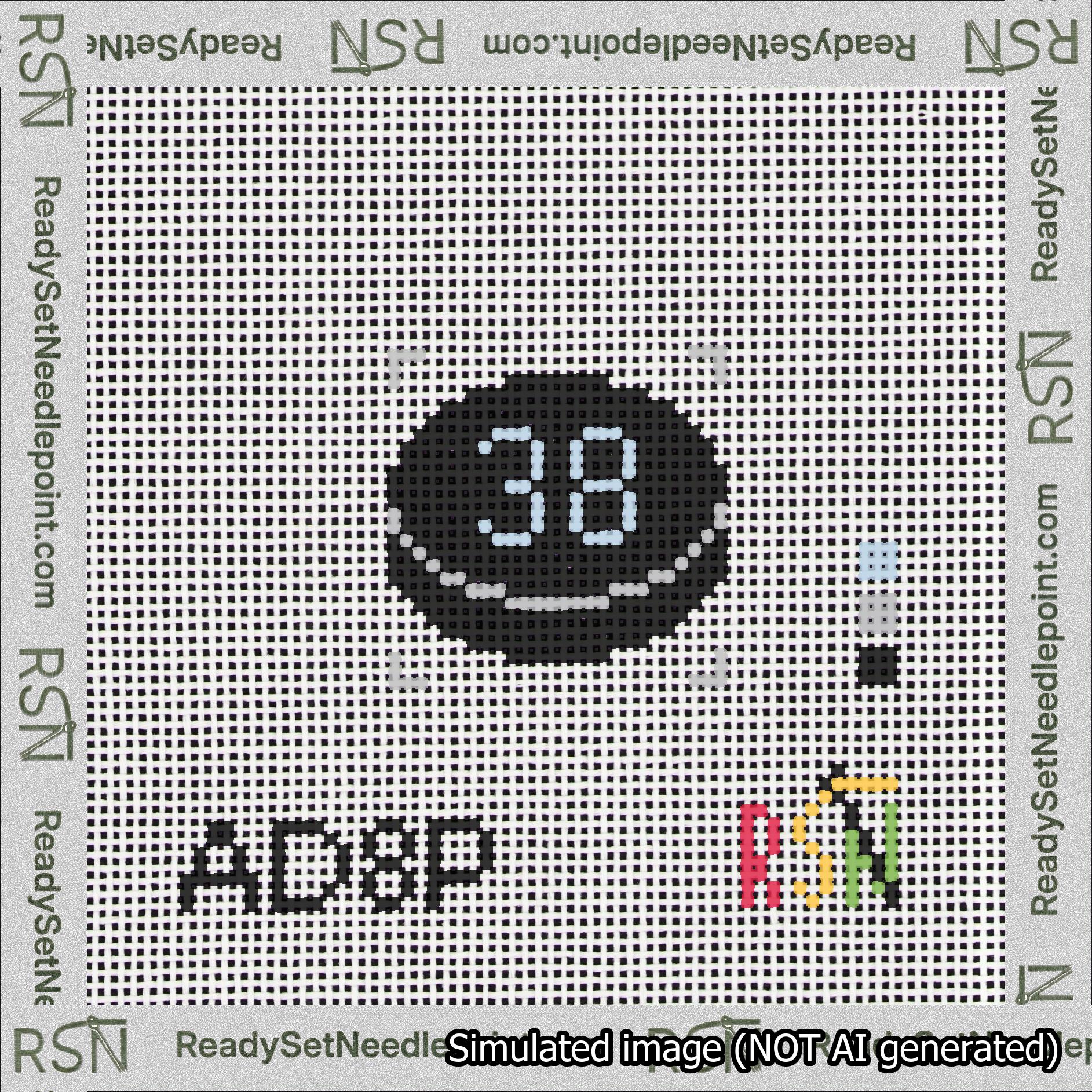 Hockey Puck Bag Charm Light Blue 0-49 Needlepoint Canvas Design