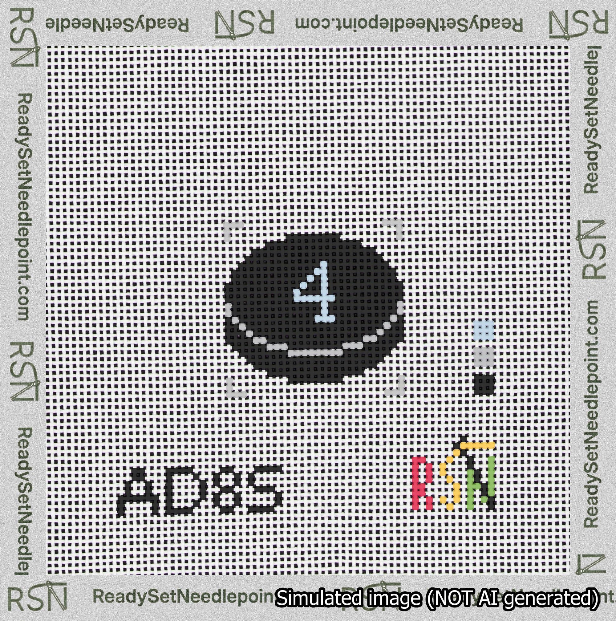 Hockey Puck Bag Charm Light Blue 0-49 Needlepoint Canvas Design