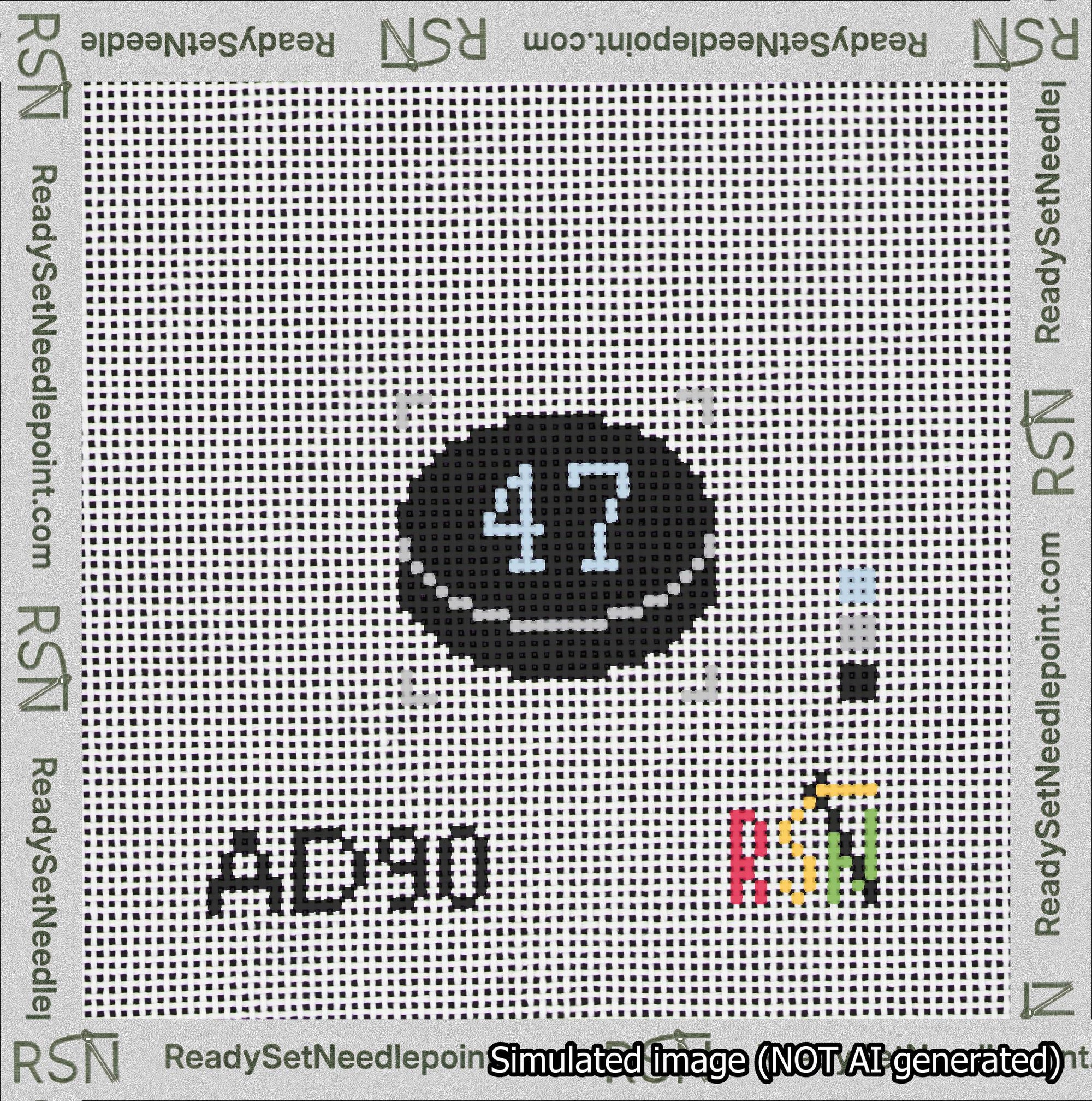 Hockey Puck Bag Charm Light Blue 0-49 Needlepoint Canvas Design