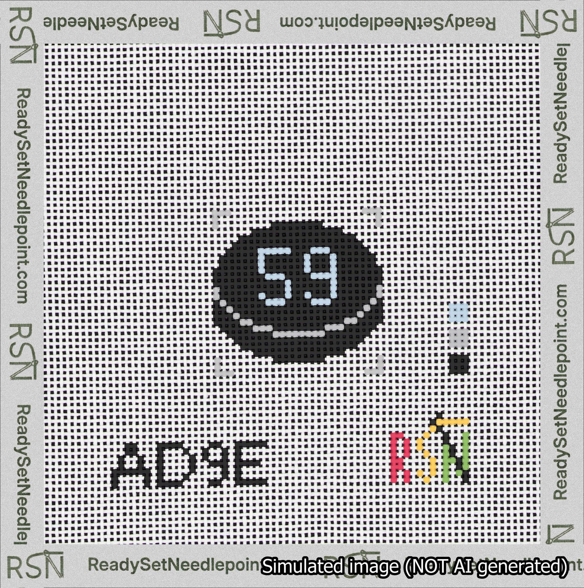 Hockey Puck Bag Charm Light Blue 50-99 Needlepoint Canvas Design