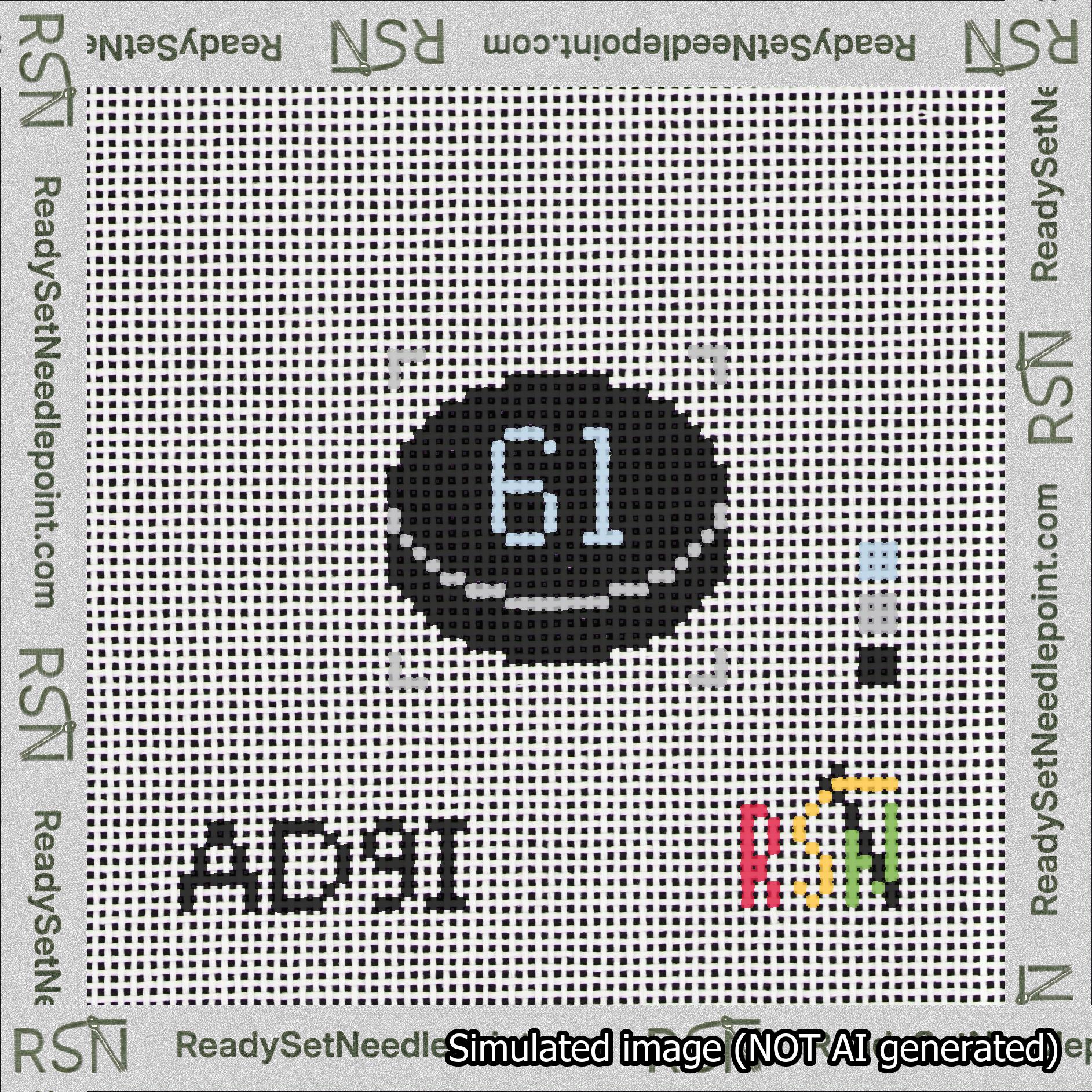 Hockey Puck Bag Charm Light Blue 50-99 Needlepoint Canvas Design