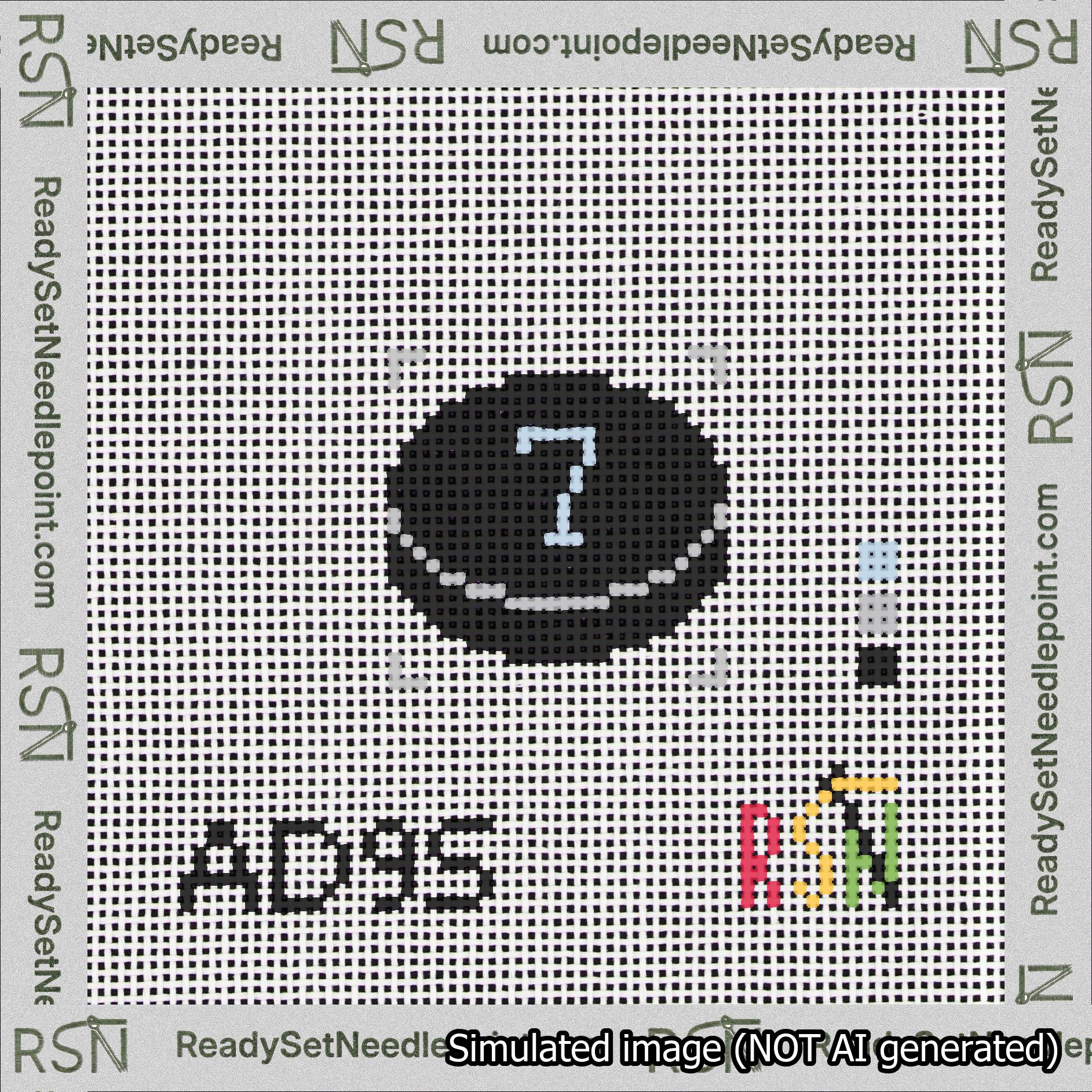 Hockey Puck Bag Charm Light Blue 0-49 Needlepoint Canvas Design