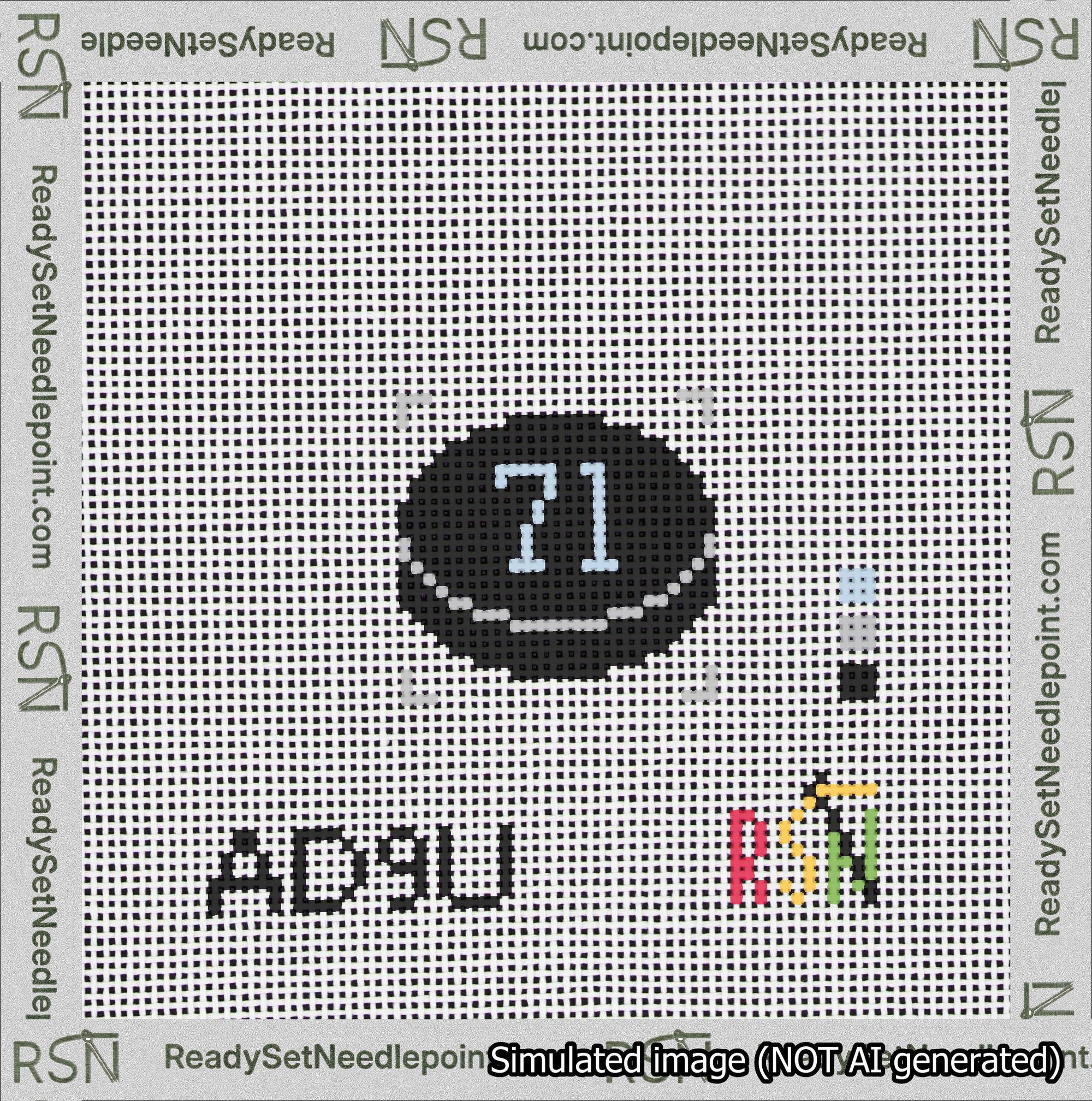 Hockey Puck Bag Charm Light Blue 50-99 Needlepoint Canvas Design