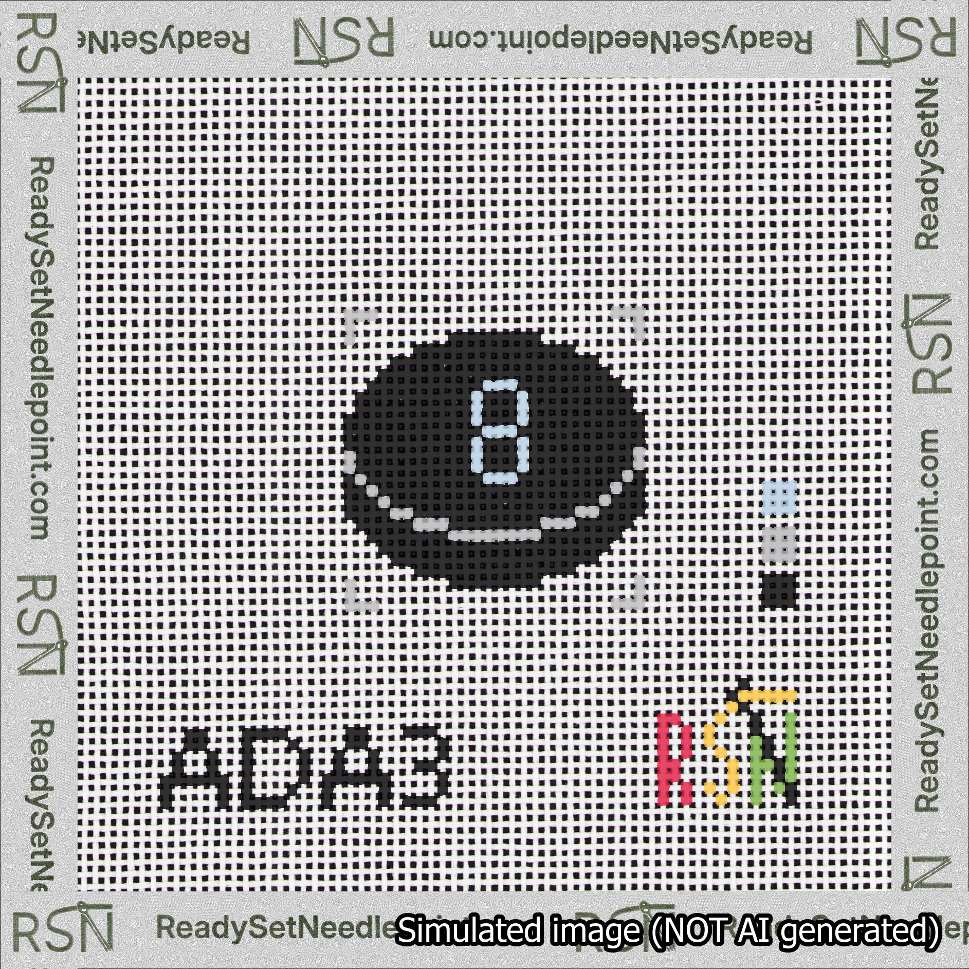 Hockey Puck Bag Charm Light Blue 0-49 Needlepoint Canvas Design