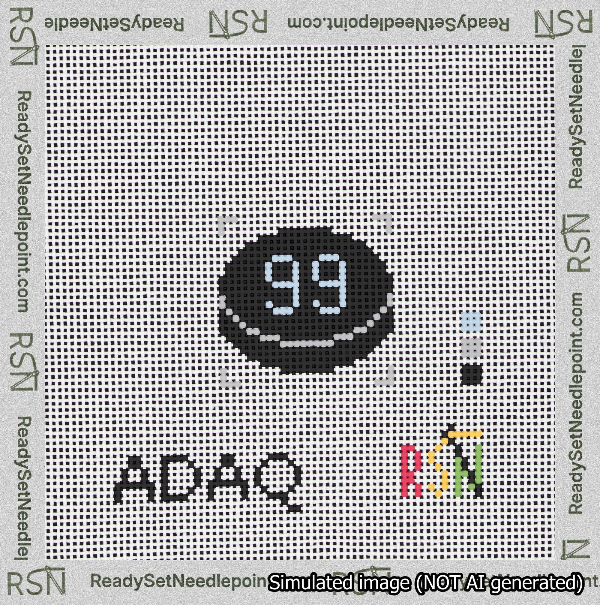 Hockey Puck Bag Charm Light Blue 50-99 Needlepoint Canvas Design