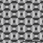 A simulated image of the stitched needlepoint design: Abstract Squares Black and White. Not A.I. generated.