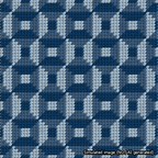 A simulated image of the stitched needlepoint design: Abstract Squares Blue. Not A.I. generated.
