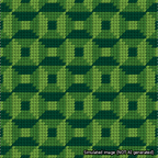 A simulated image of the stitched needlepoint design: Abstract Squares Green. Not A.I. generated.